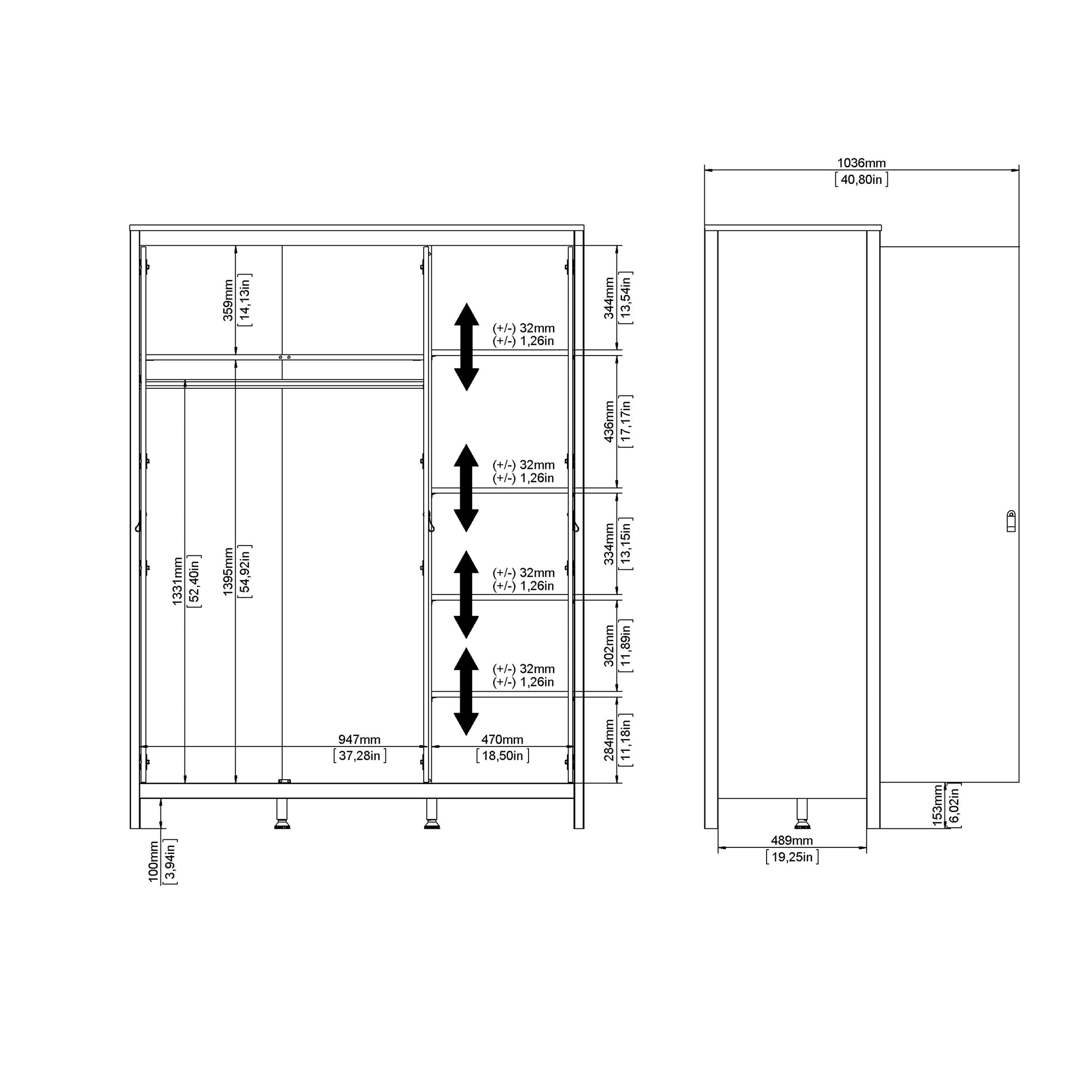 Barcelona Wardrobe with 3 Doors in Jackson Hickory Oak - INSIDE HOUSE