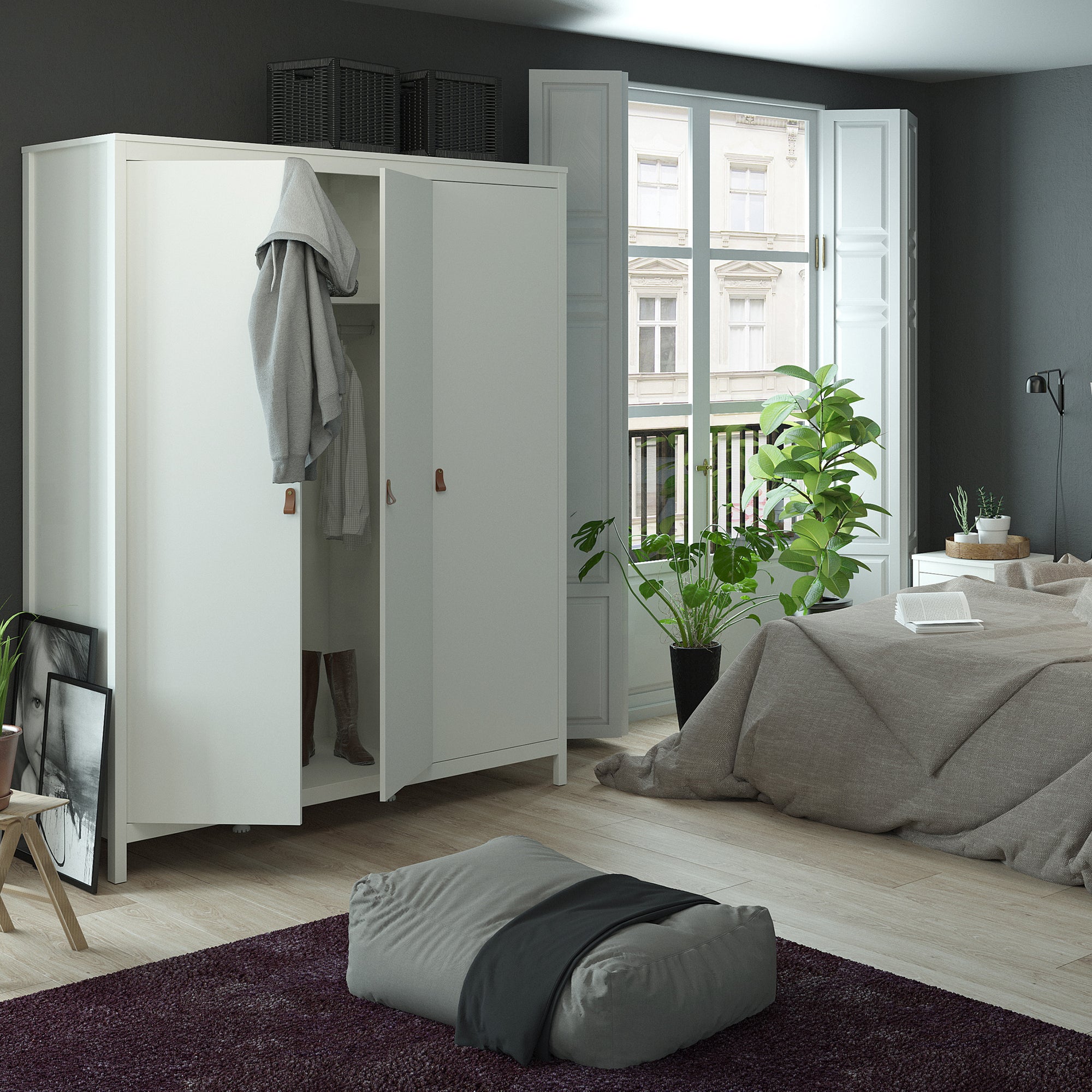 Barcelona Wardrobe with 3 Doors in White - INSIDE HOUSE