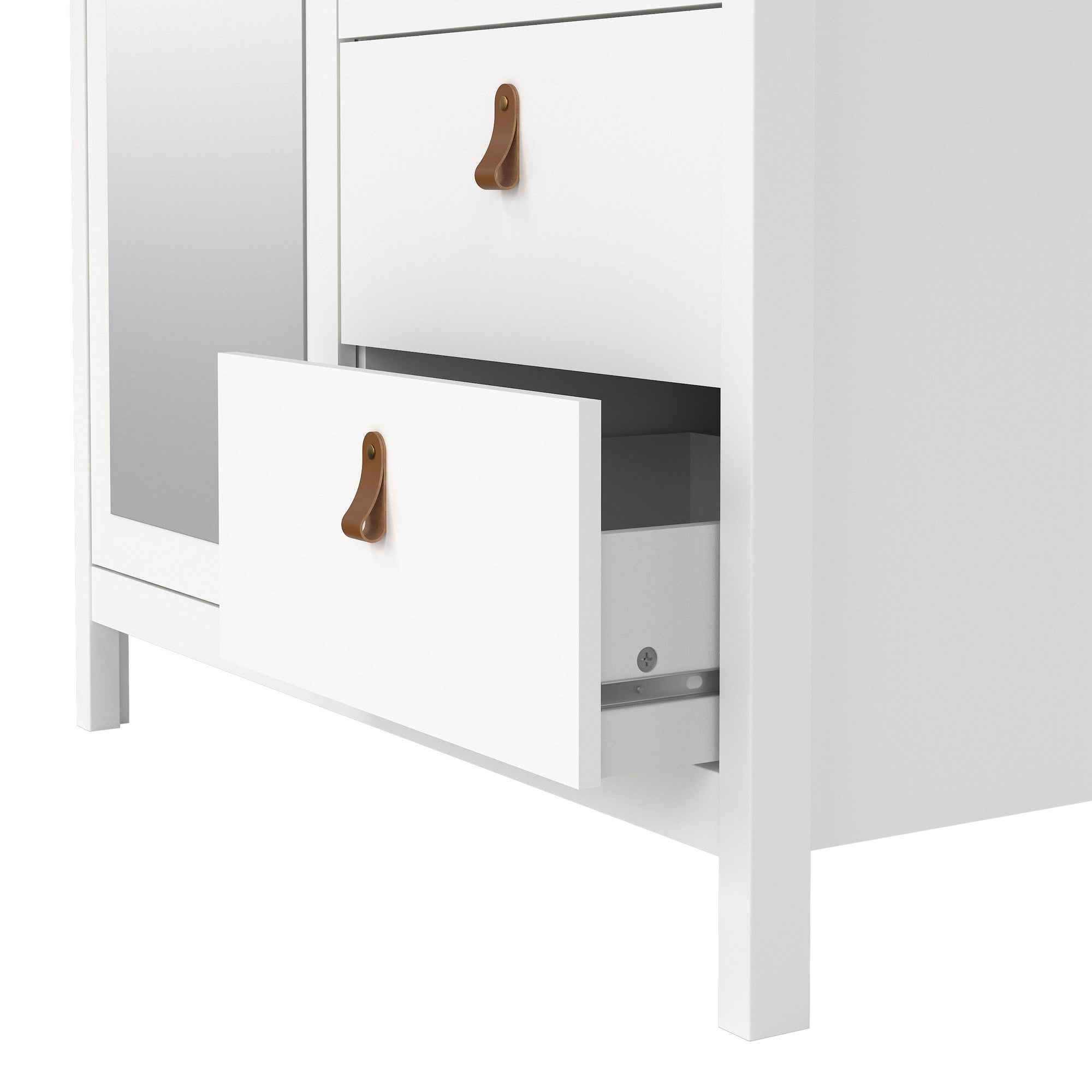 Barcelona Wardrobe with 1 Door 1 Mirror Door 2 Drawers in White - INSIDE HOUSE