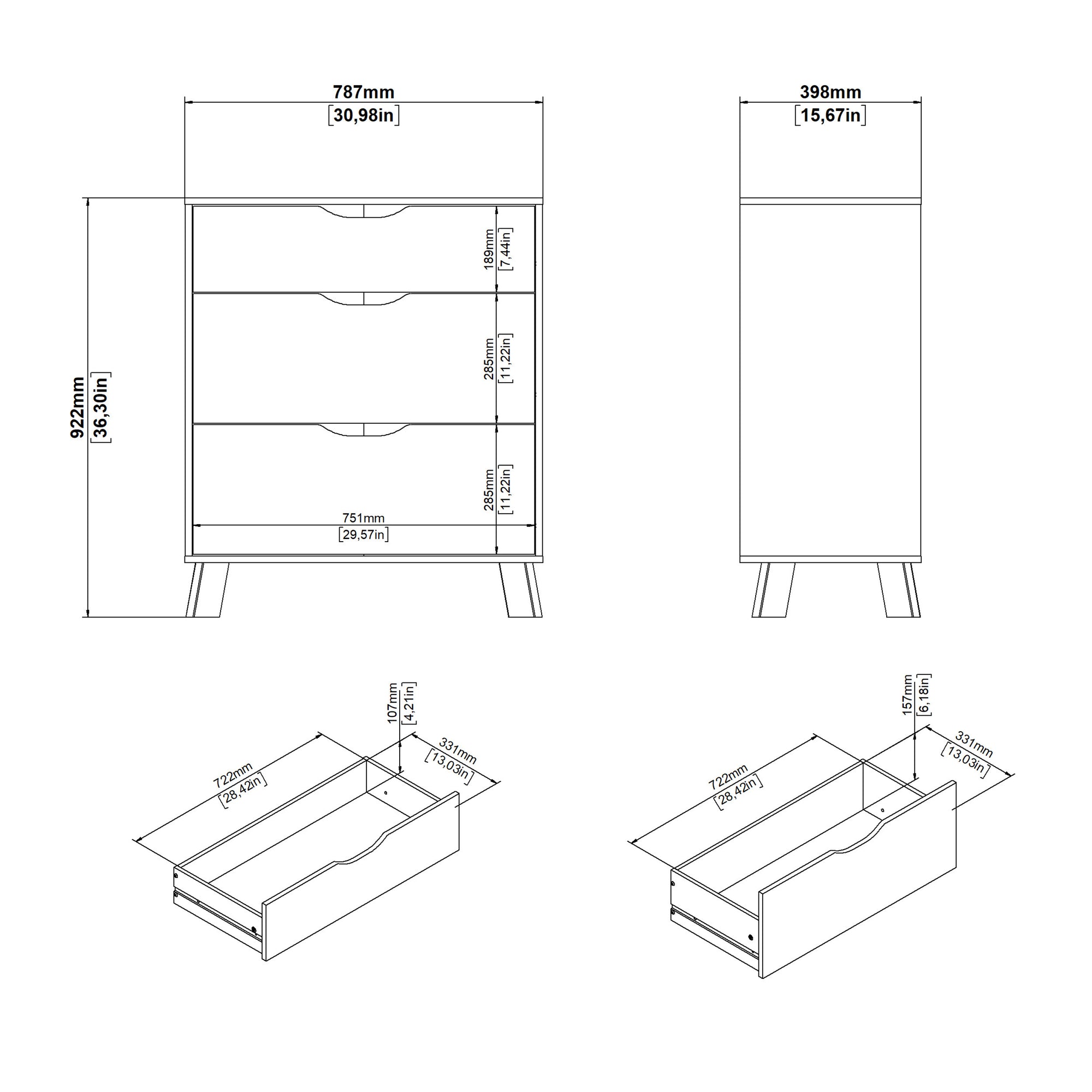 Simpson Chest 3 Drawers in Jackson Hickory and White - INSIDE HOUSE