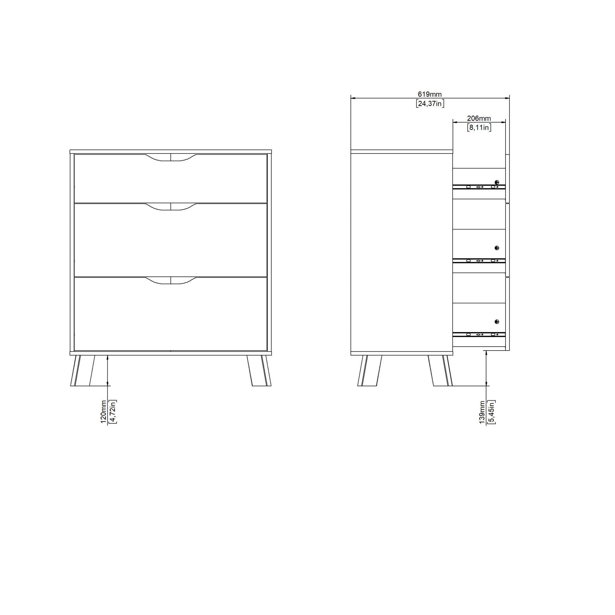 Simpson Chest 3 Drawers in Jackson Hickory and White - INSIDE HOUSE