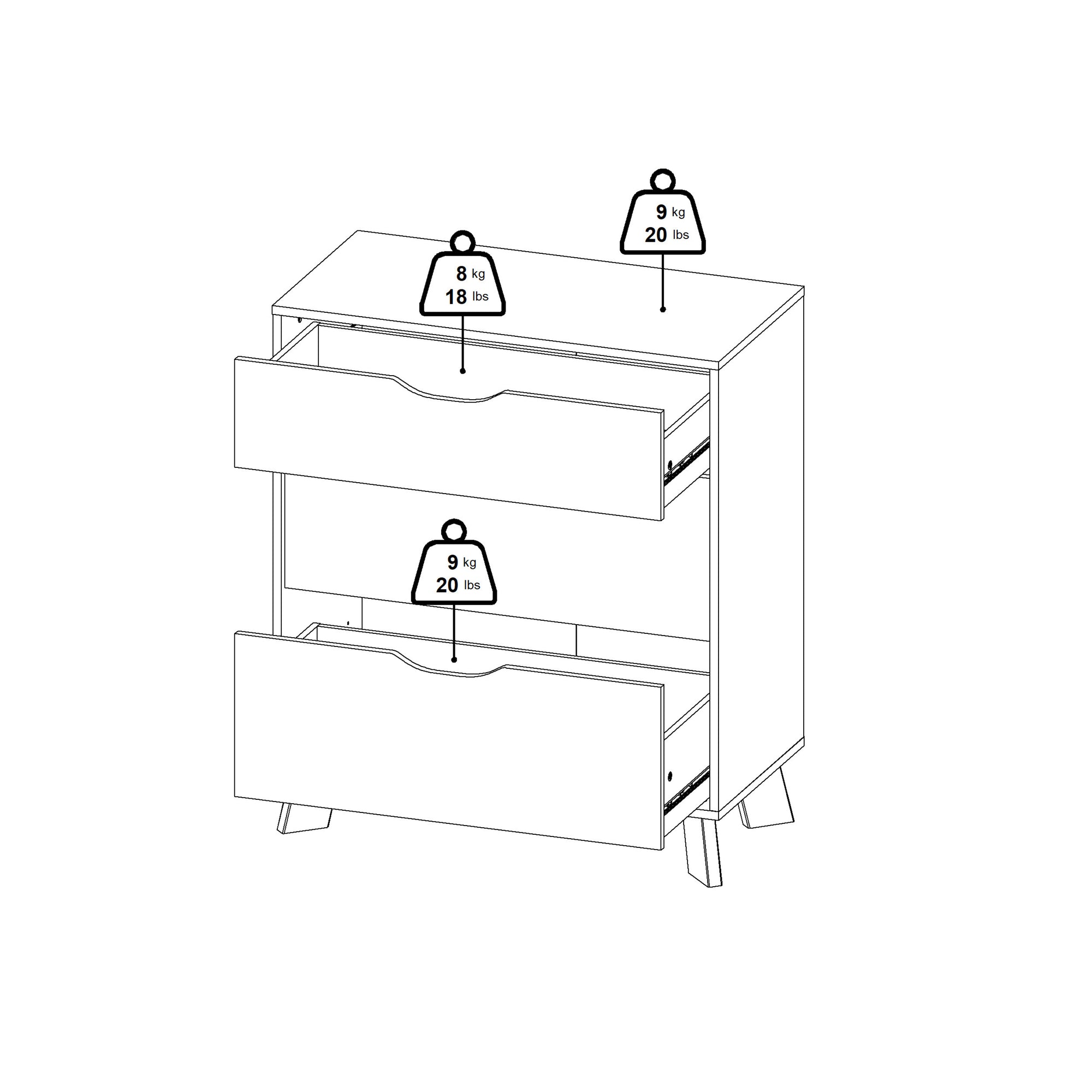 Simpson Chest 3 Drawers in Jackson Hickory and White - INSIDE HOUSE