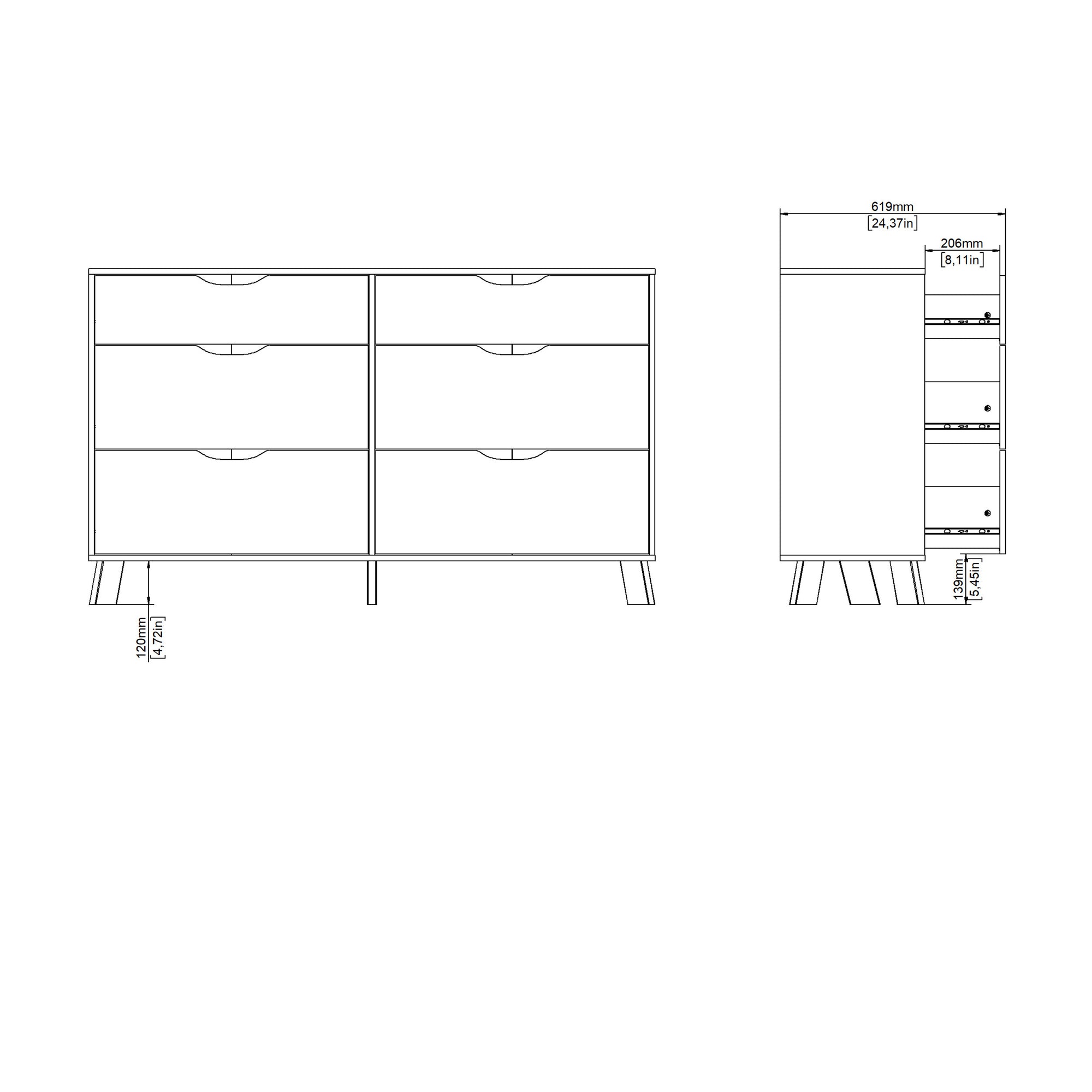 Simpson 6 Drawers Double Dresser in Jackson Hickory and White - INSIDE HOUSE