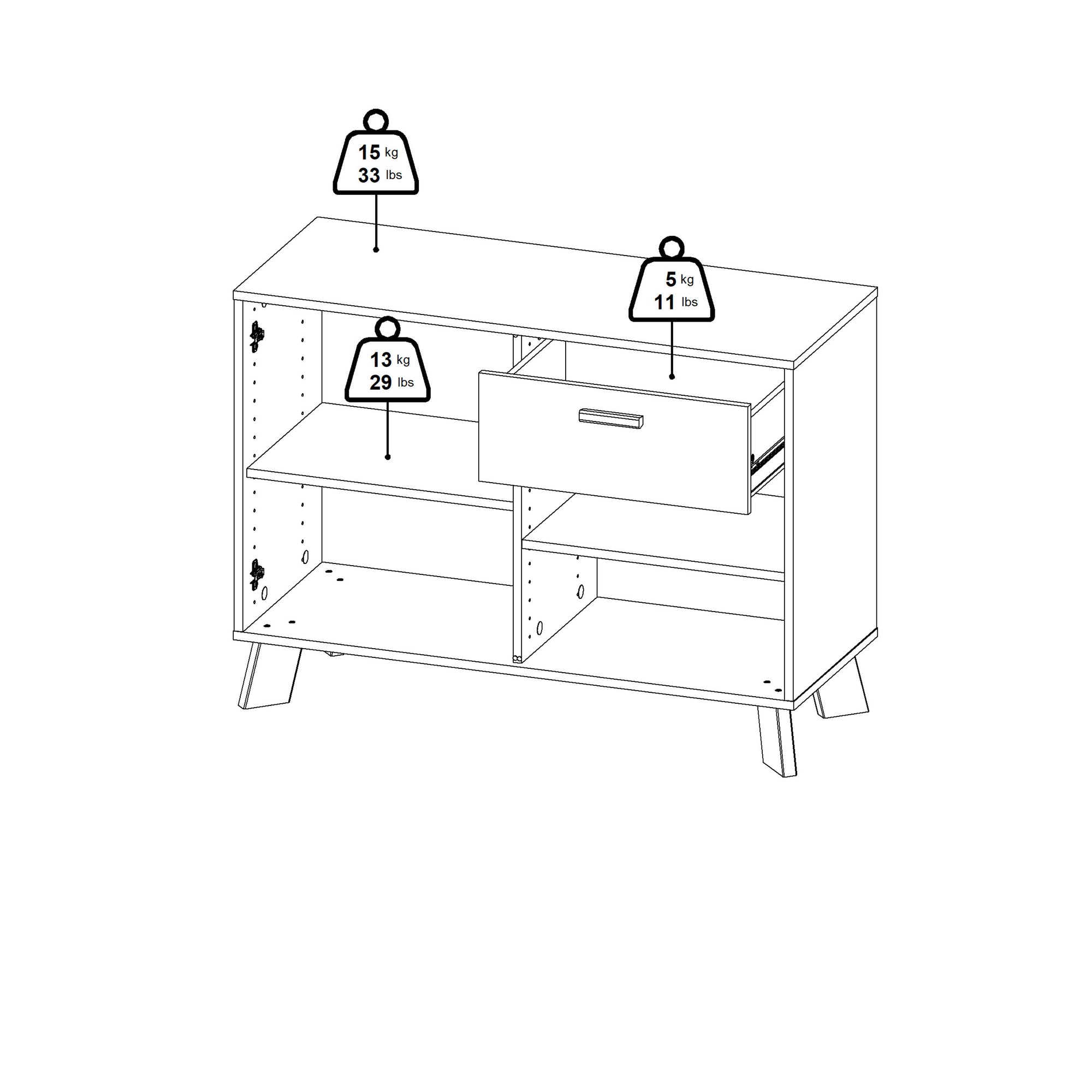 Simpson Sideboard 2 Doors + 1 Drawer in Jackson Hickory and White - INSIDE HOUSE