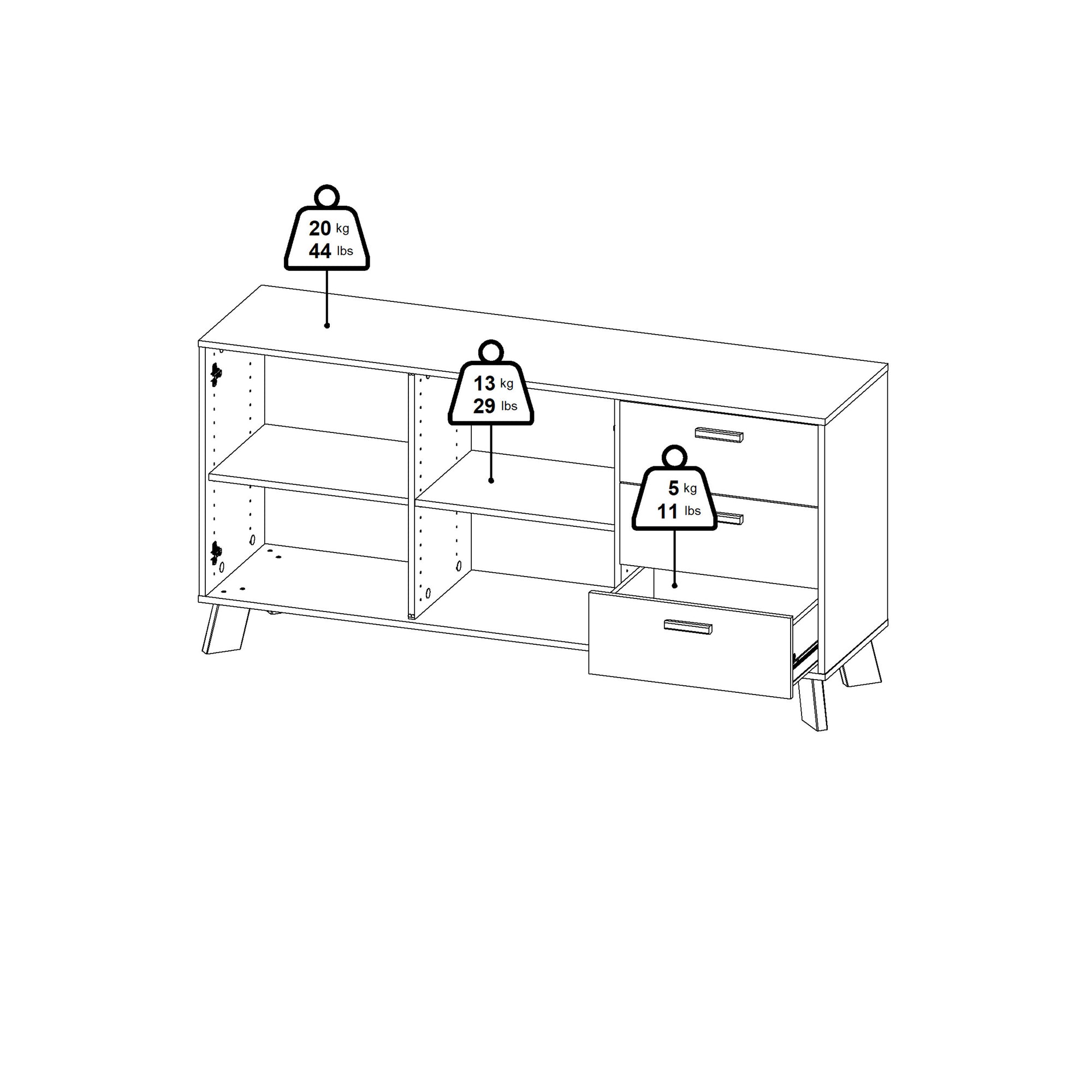 Simpson Sideboard 2 Doors + 3 Drawers in Jackson Hickory and White - INSIDE HOUSE