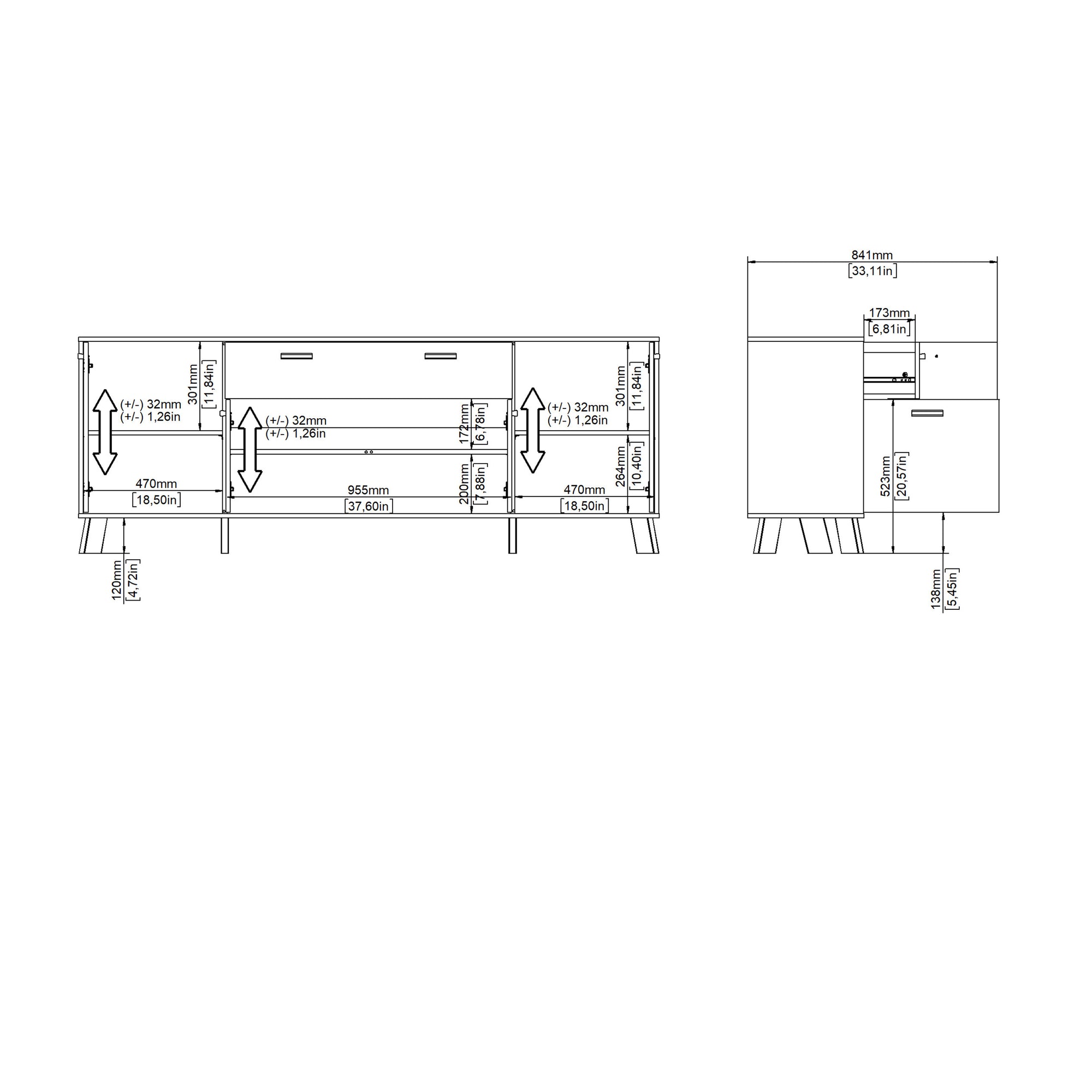 Simpson Sideboard 4 Doors + 1 Drawer in Jackson Hickory and White - INSIDE HOUSE