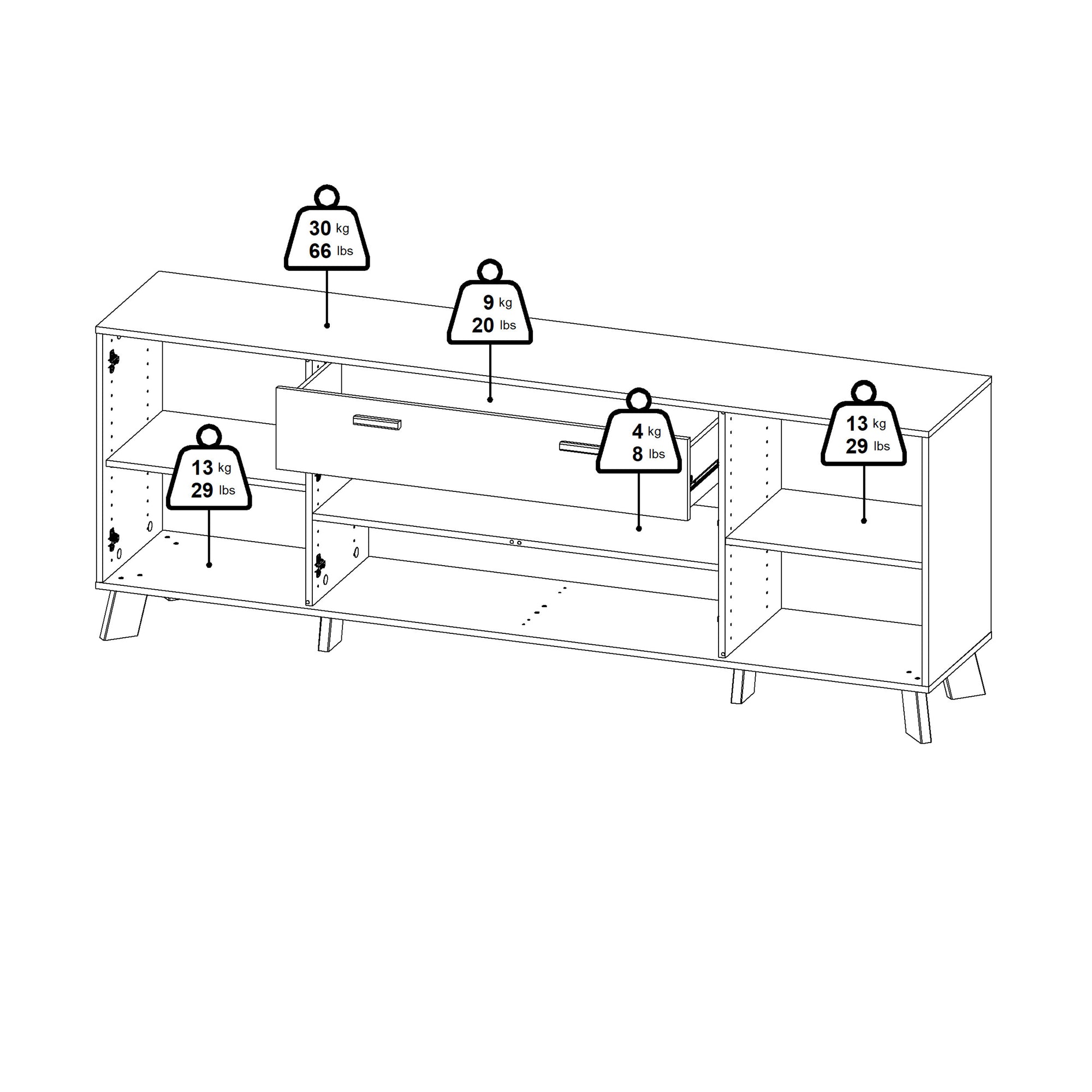 Simpson Sideboard 4 Doors + 1 Drawer in Jackson Hickory and White - INSIDE HOUSE