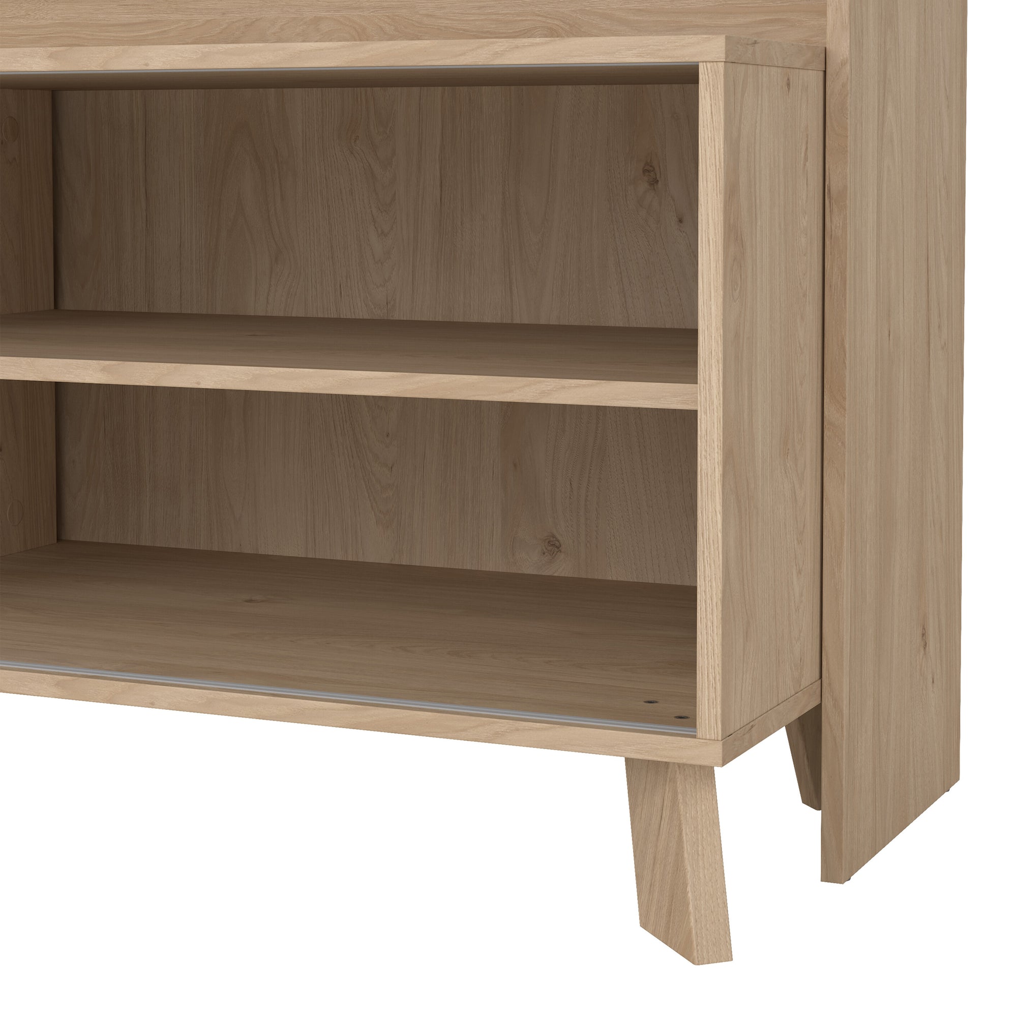 Simpson TV-Wall Unit with 2 Sliding Doors in Jackson Hickory and White - INSIDE HOUSE