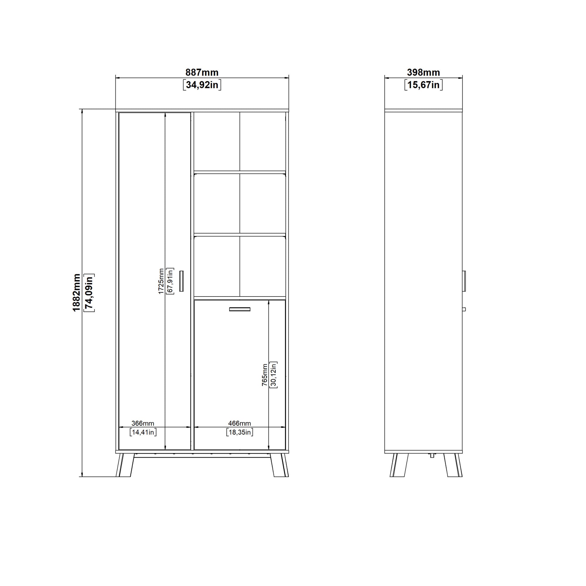 Simpson China Cabinet 2 Doors in Jackson Hickory and White - INSIDE HOUSE