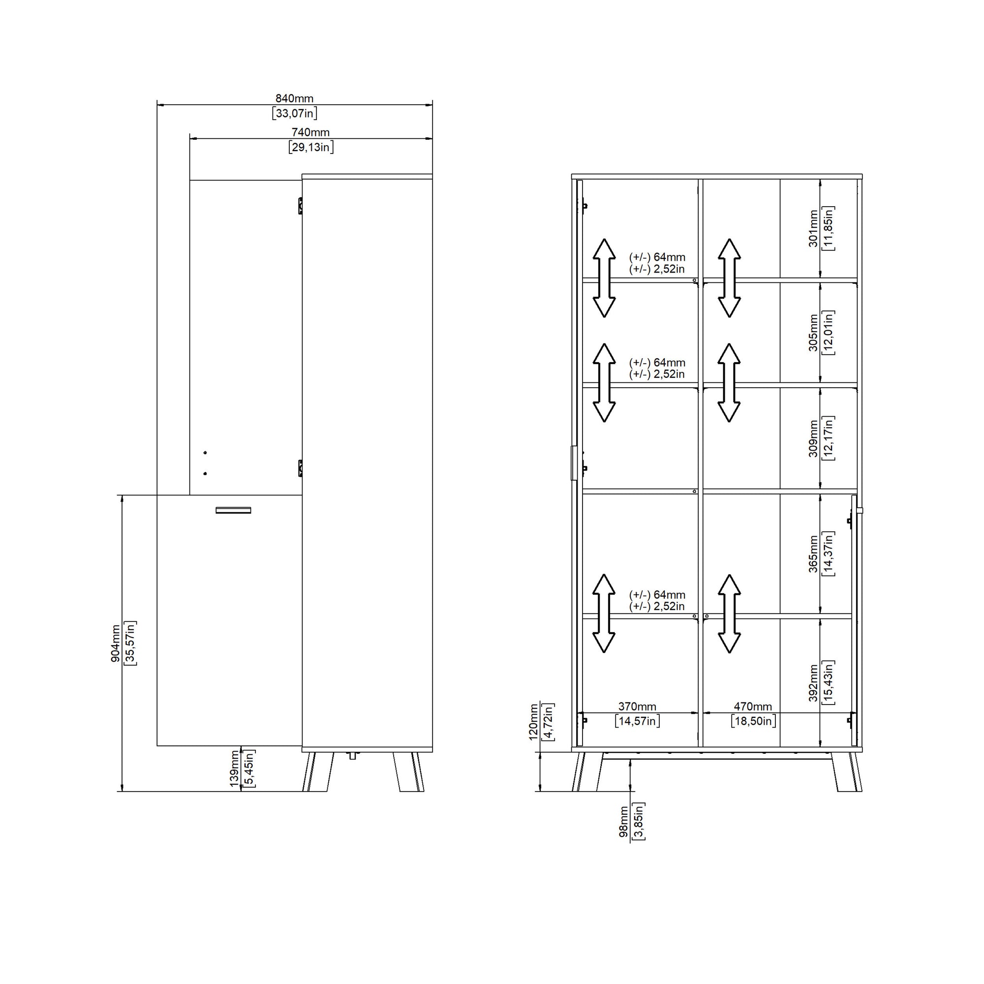 Simpson China Cabinet 2 Doors in Jackson Hickory and White - INSIDE HOUSE