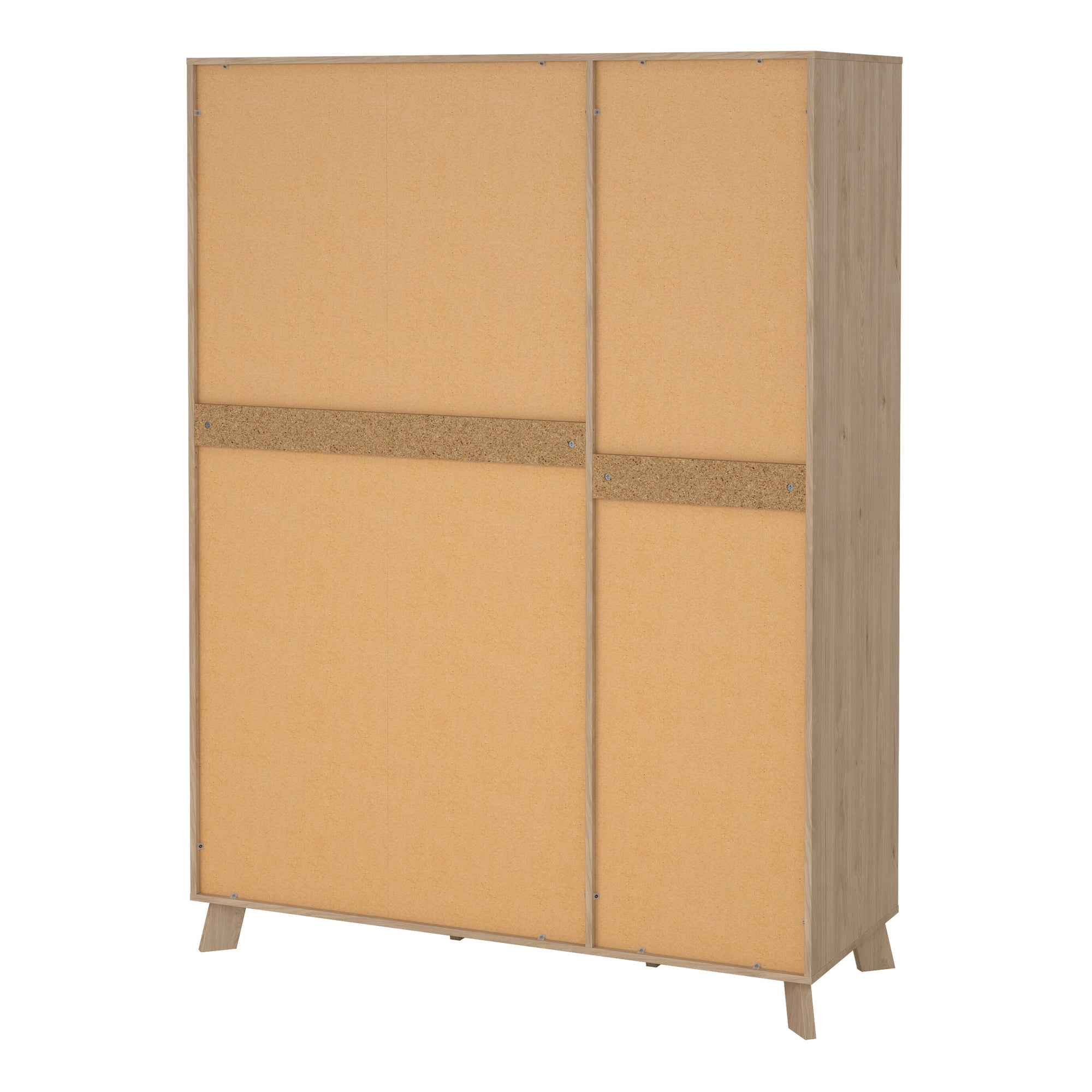 Simpson Wardrobe 3 Doors and 2 Drawers with Mirror in Jackson Hickory and White - INSIDE HOUSE