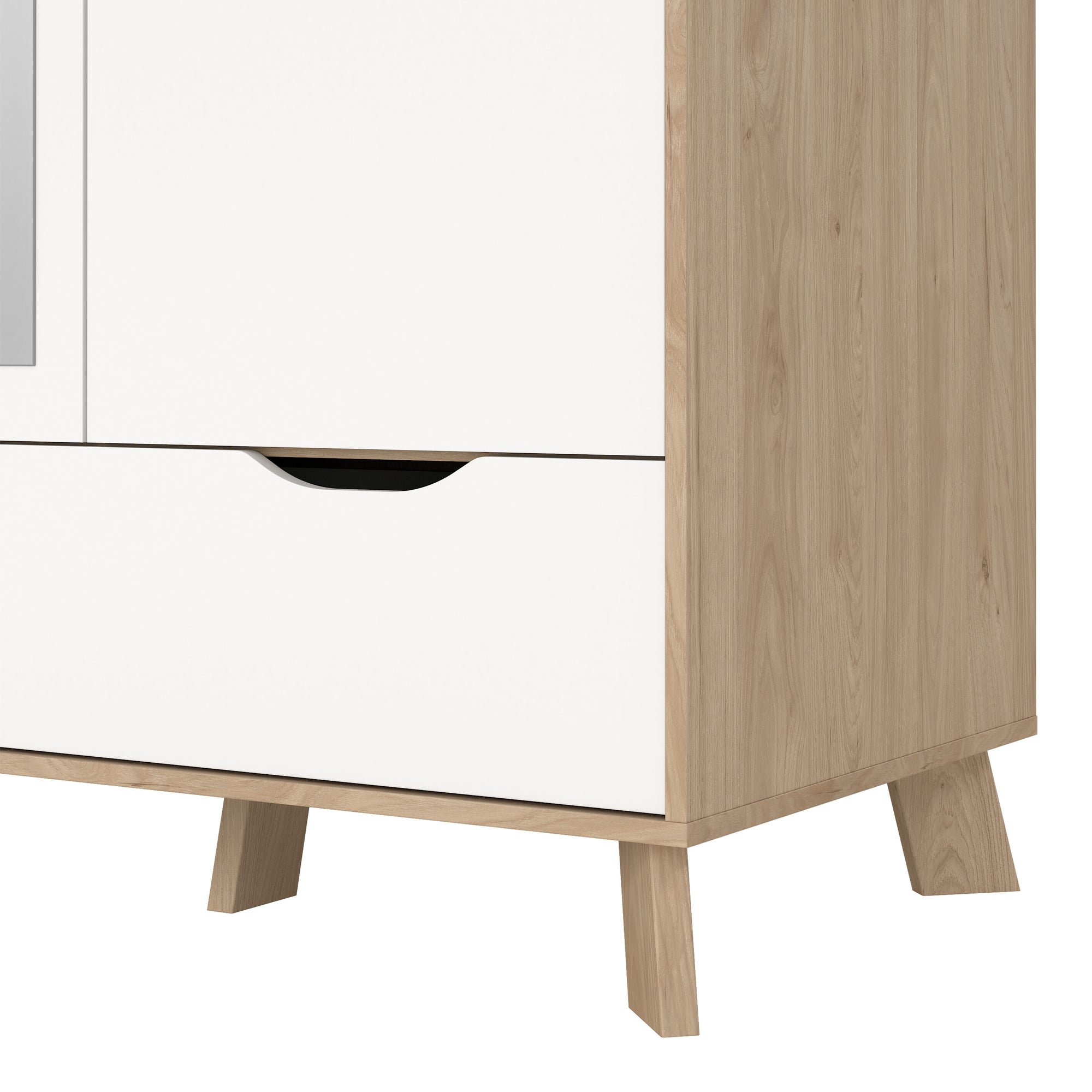 Simpson Wardrobe 3 Doors and 2 Drawers with Mirror in Jackson Hickory and White - INSIDE HOUSE