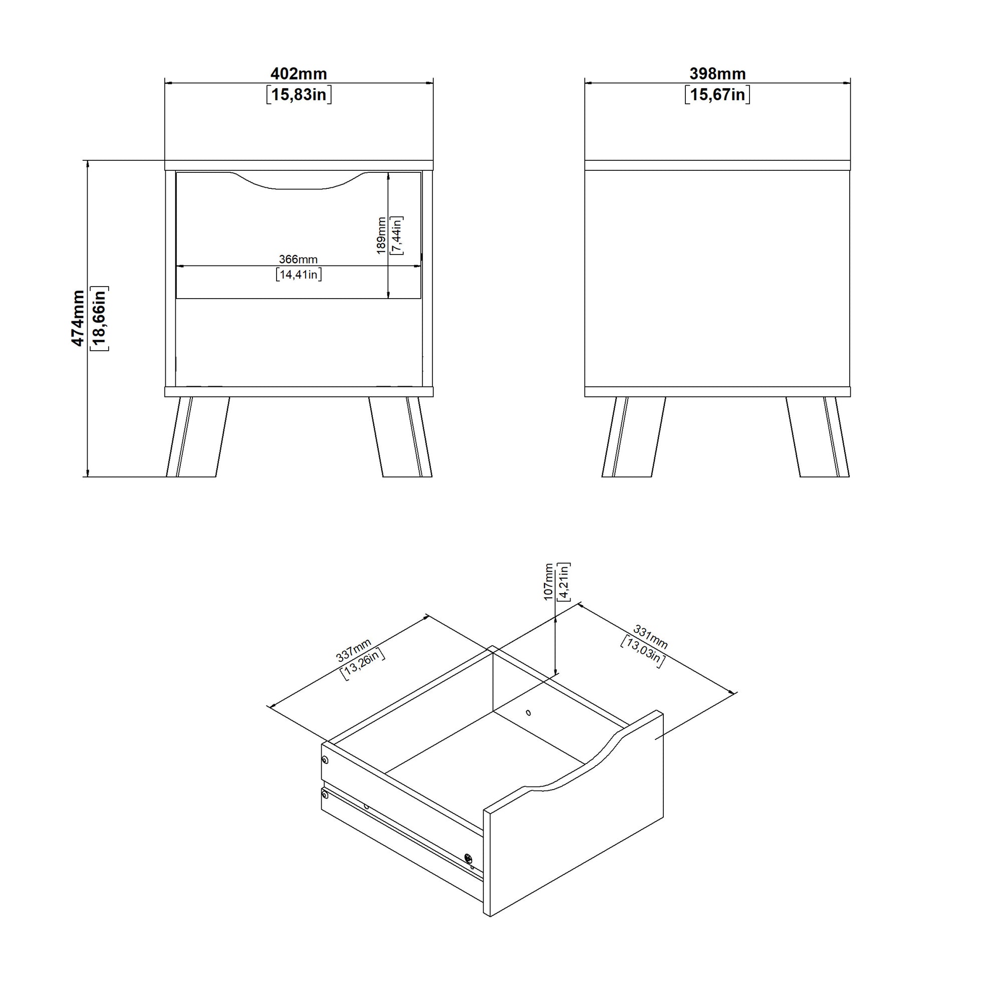 Simpson Nightstand 1 Drawer in Jackson Hickory and White - INSIDE HOUSE