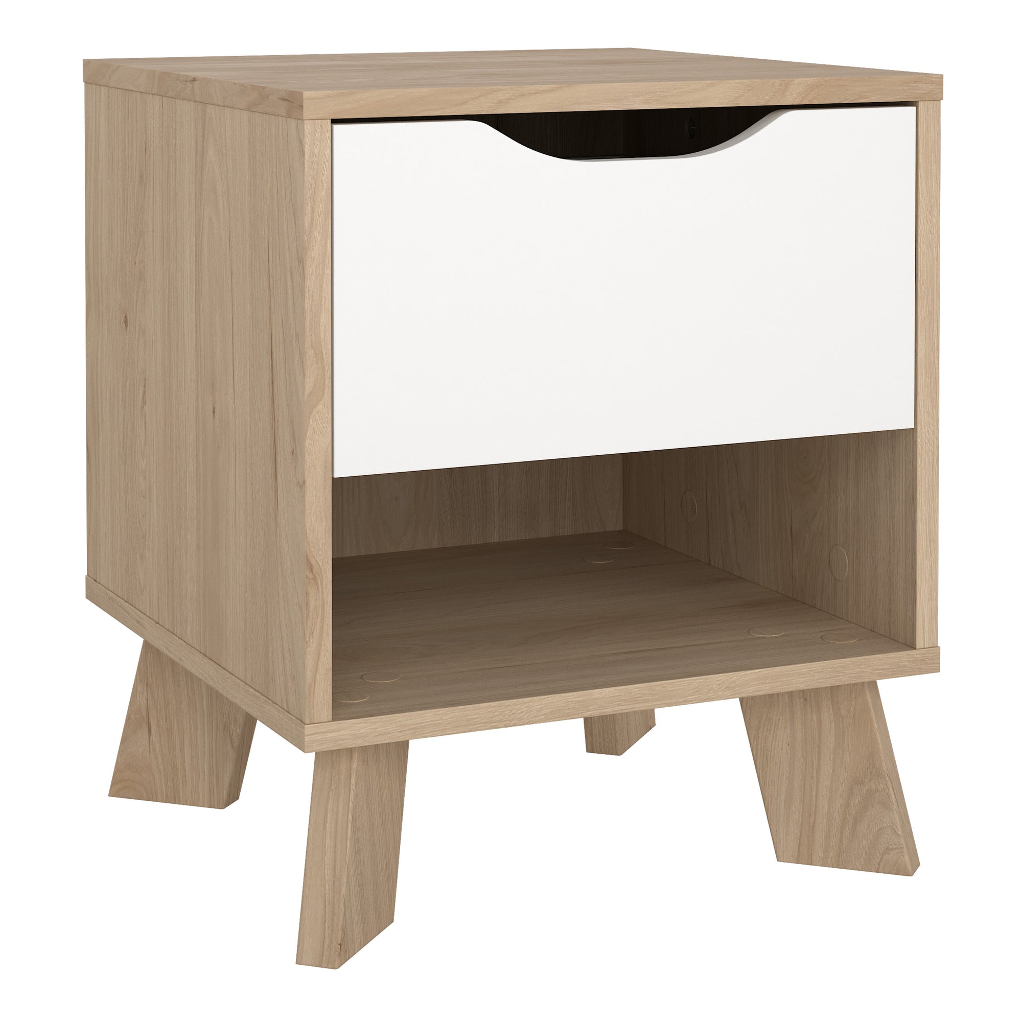 Simpson Nightstand 1 Drawer in Jackson Hickory and White - INSIDE HOUSE