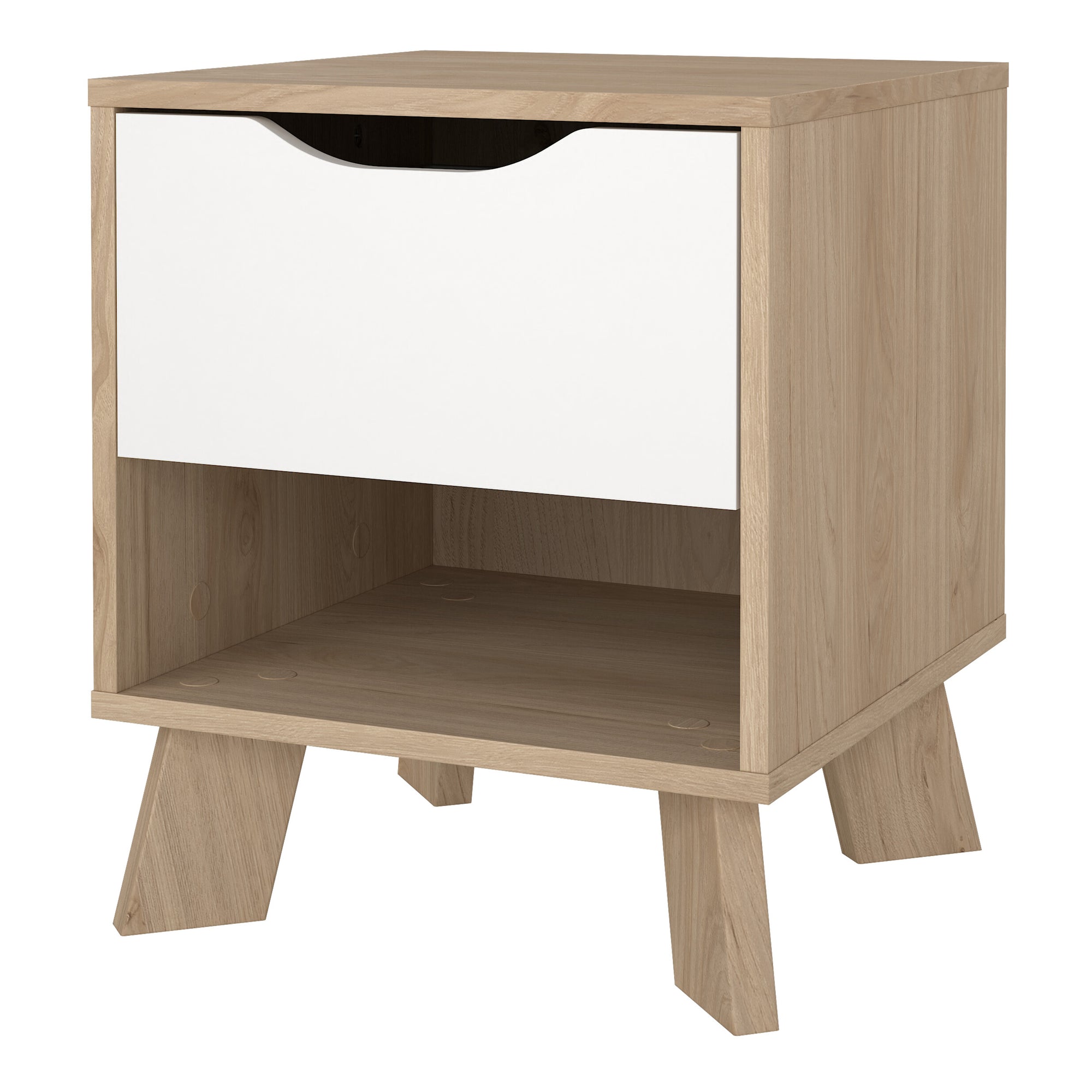 Simpson Nightstand 1 Drawer in Jackson Hickory and White - INSIDE HOUSE