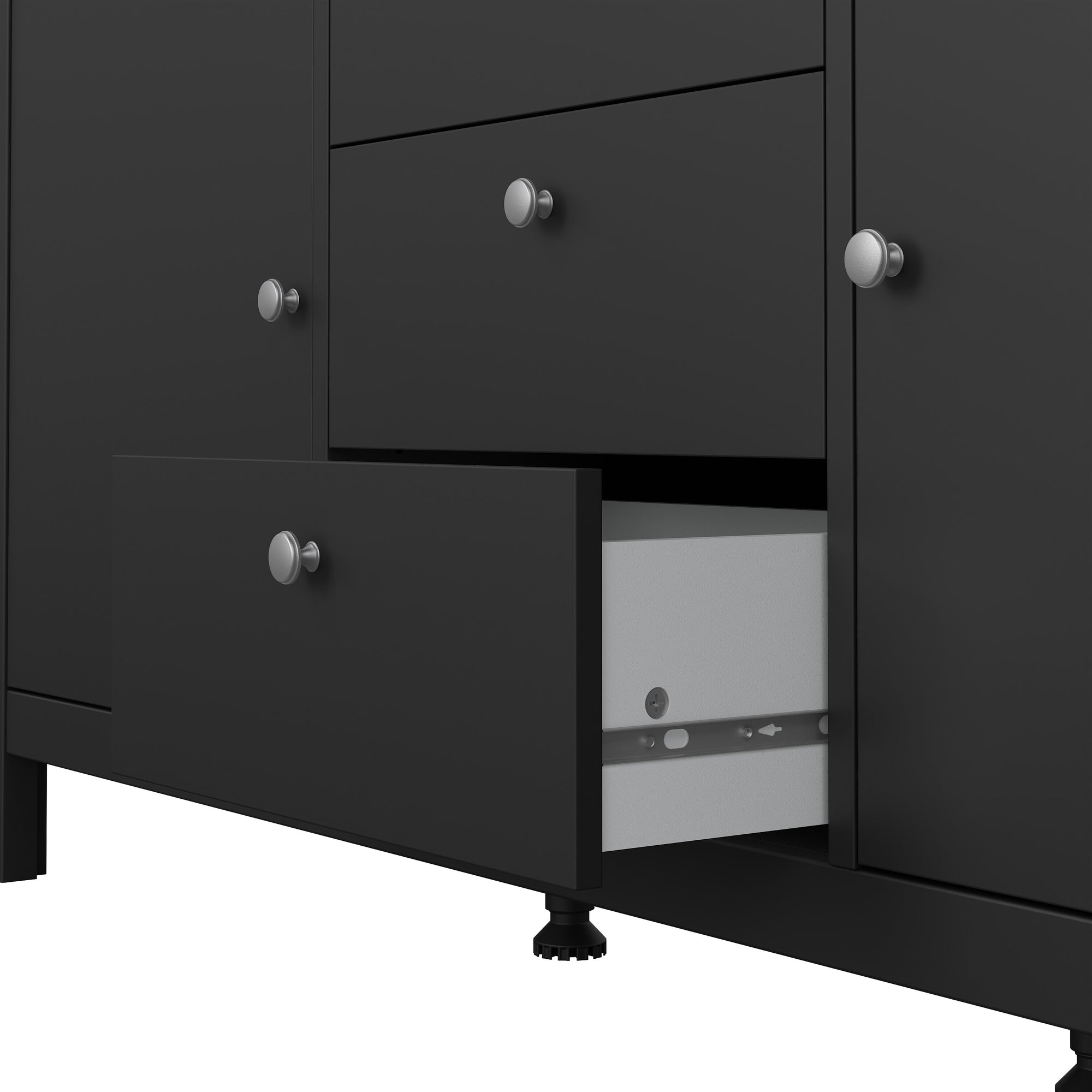 Madrid Sideboard 2 Doors 3 Drawers in Matt Black