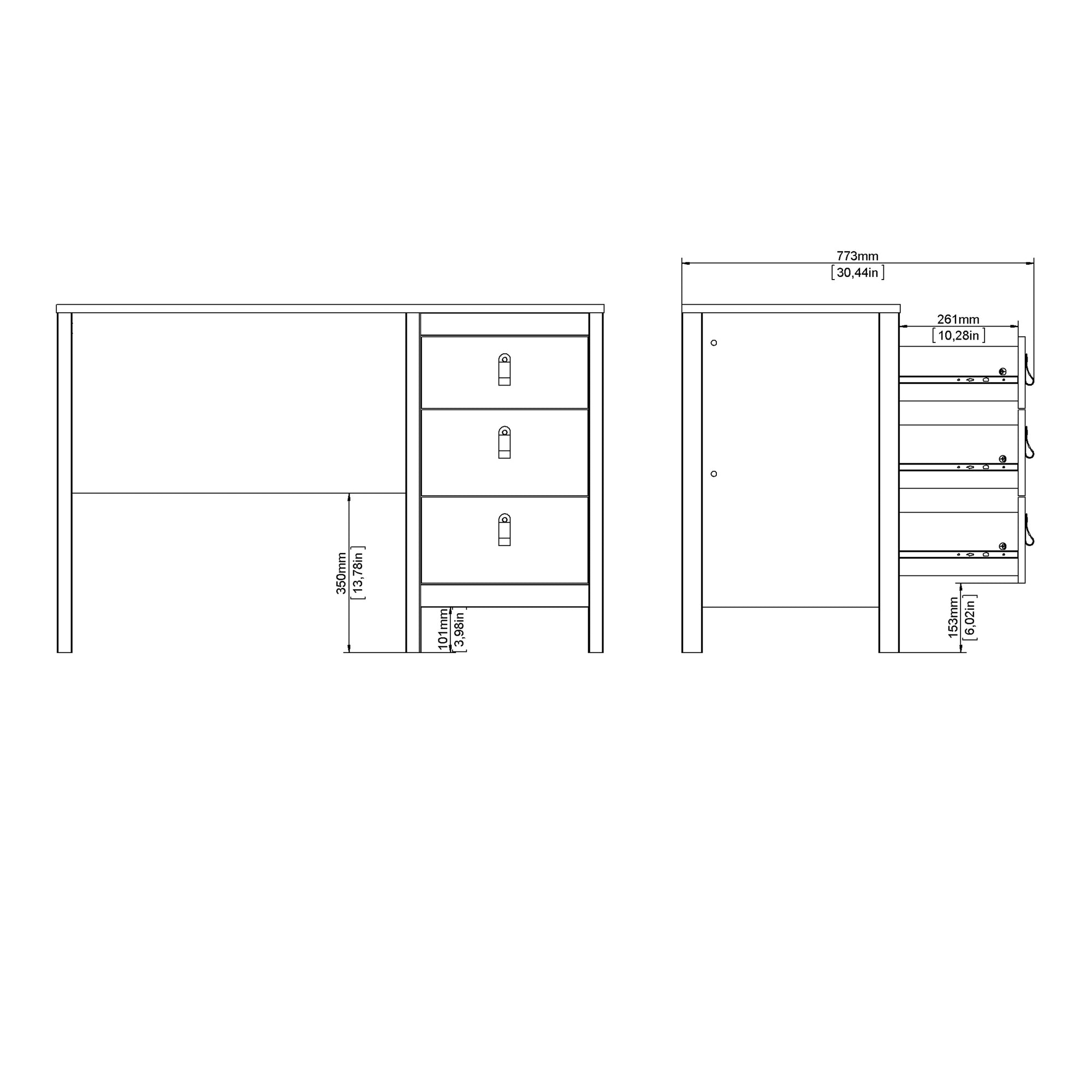 Madrid Desk 3 Drawers in Jackson Hickory Oak