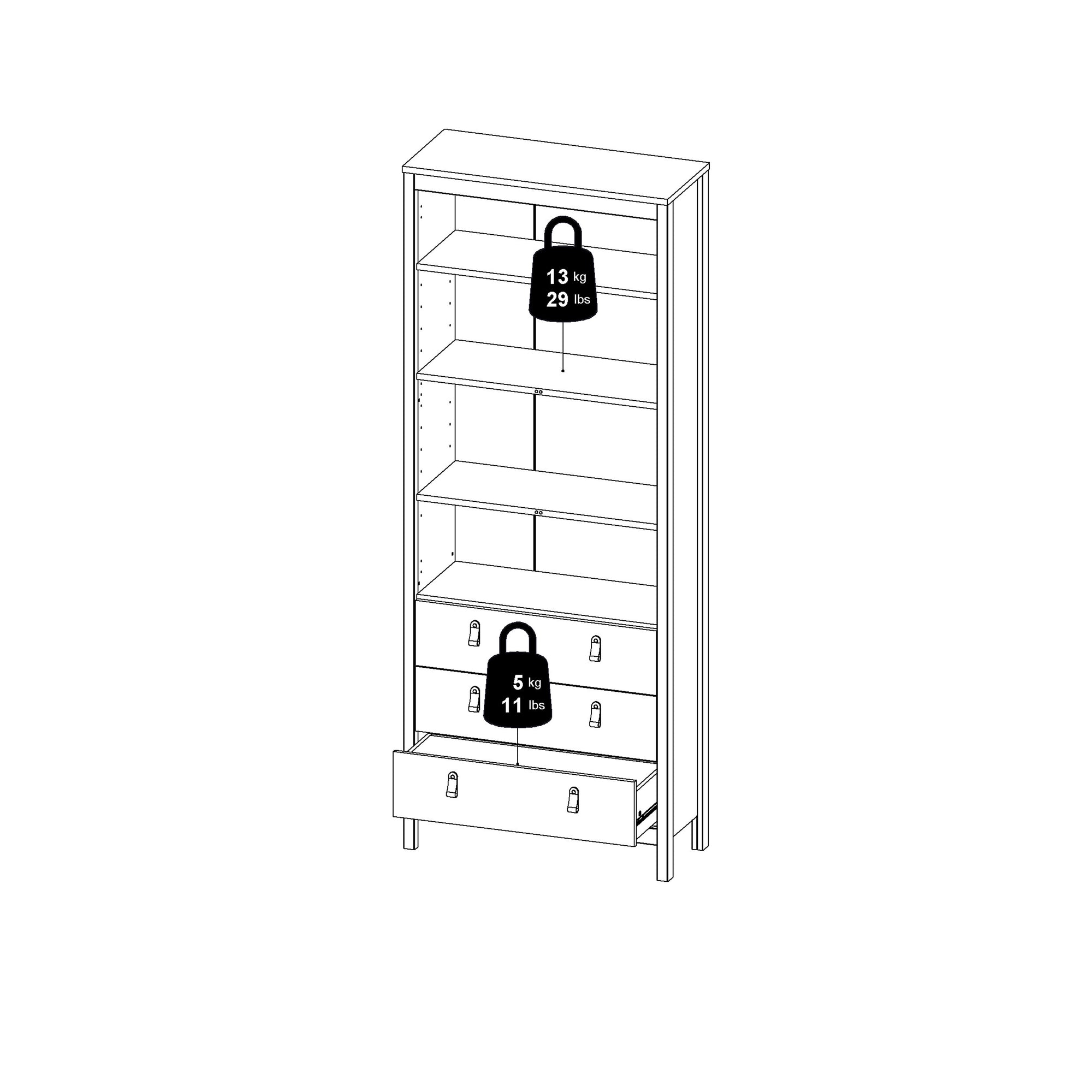 Madrid China Cabinet 2 Doors with Glass + 3 Drawers in Jackson Hickory Oak