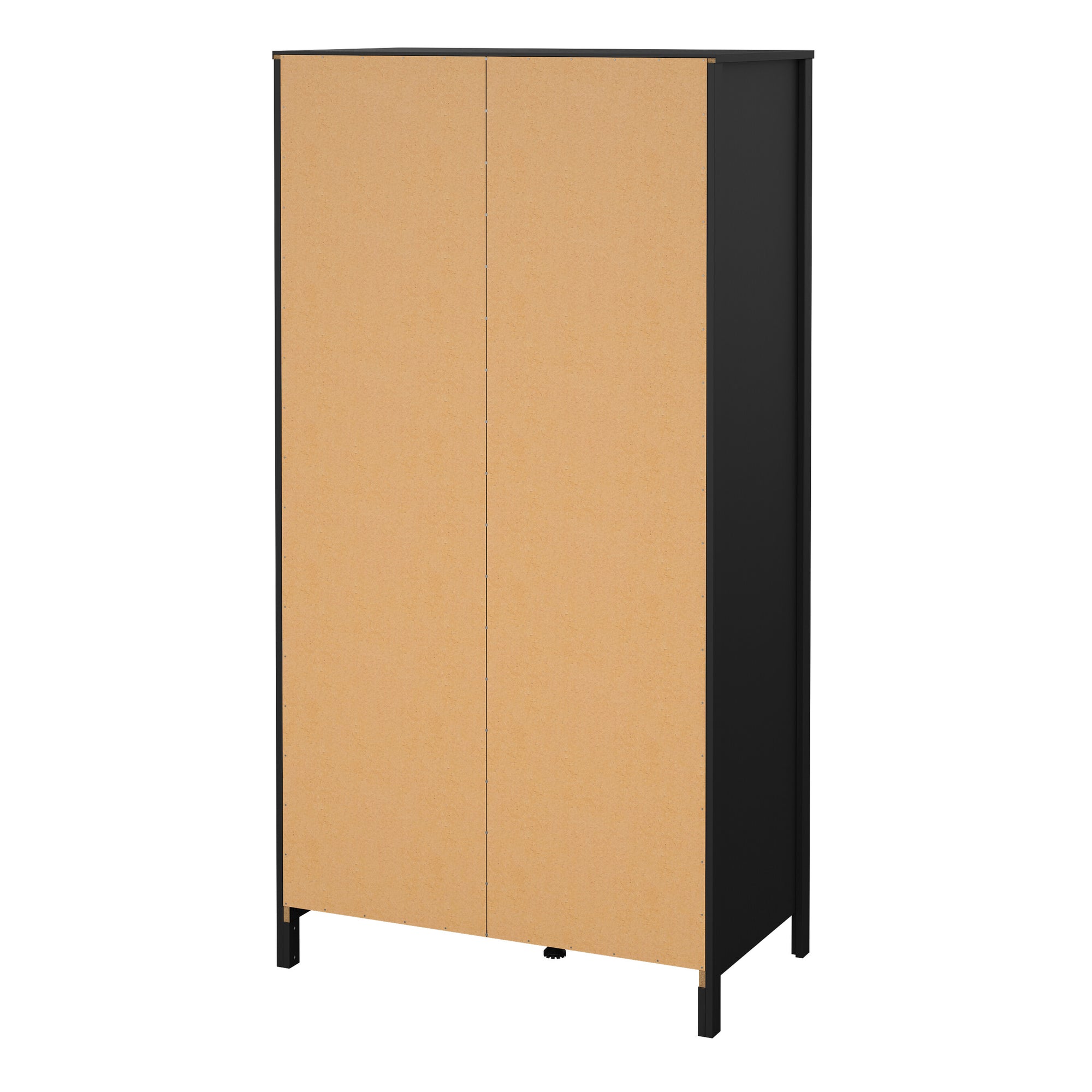 Madrid Wardrobe with 1 Door 1 Mirror Door 2 Drawers in Matt Black