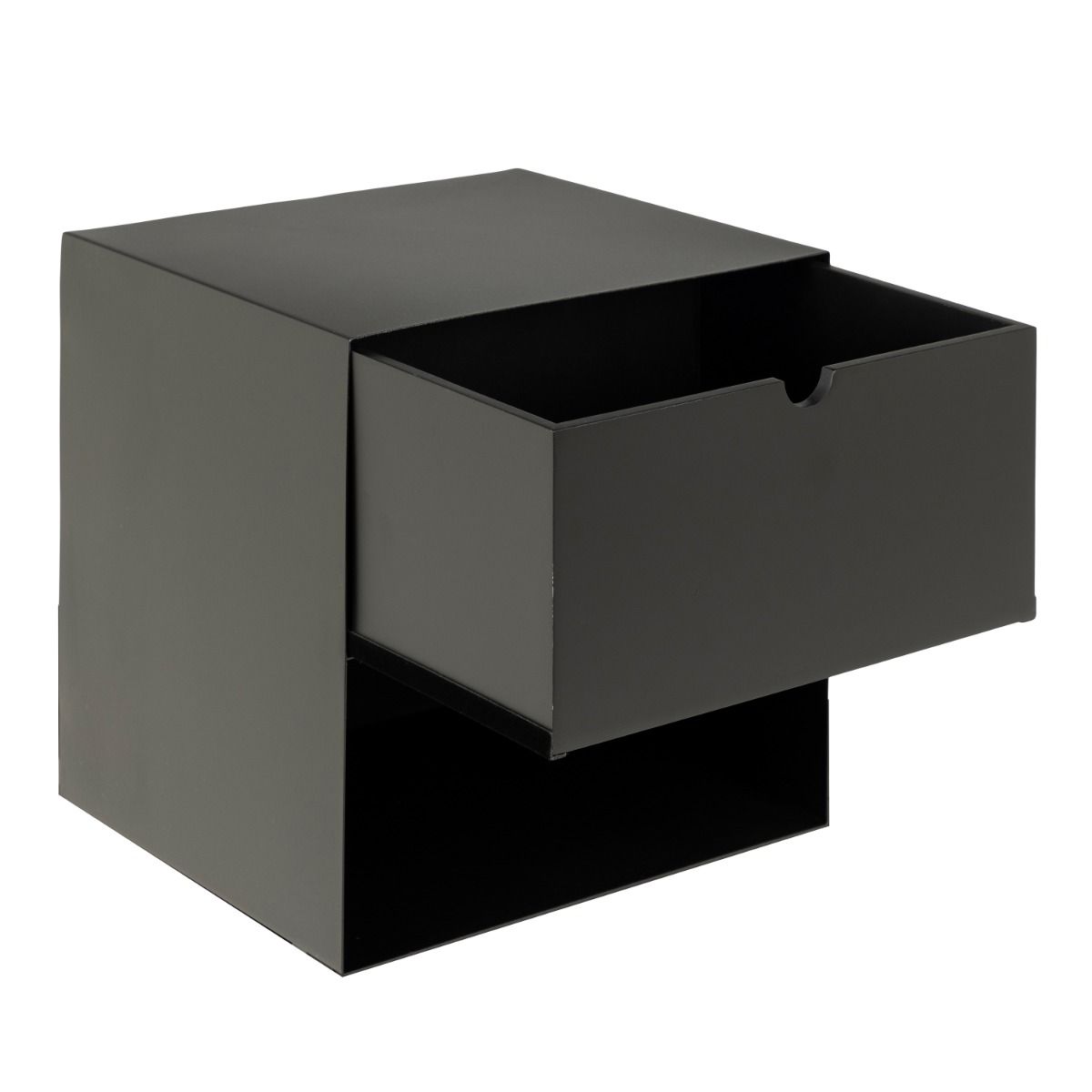 Francis 1 Drawer Wall-mounted Bedside Table in Matt Black