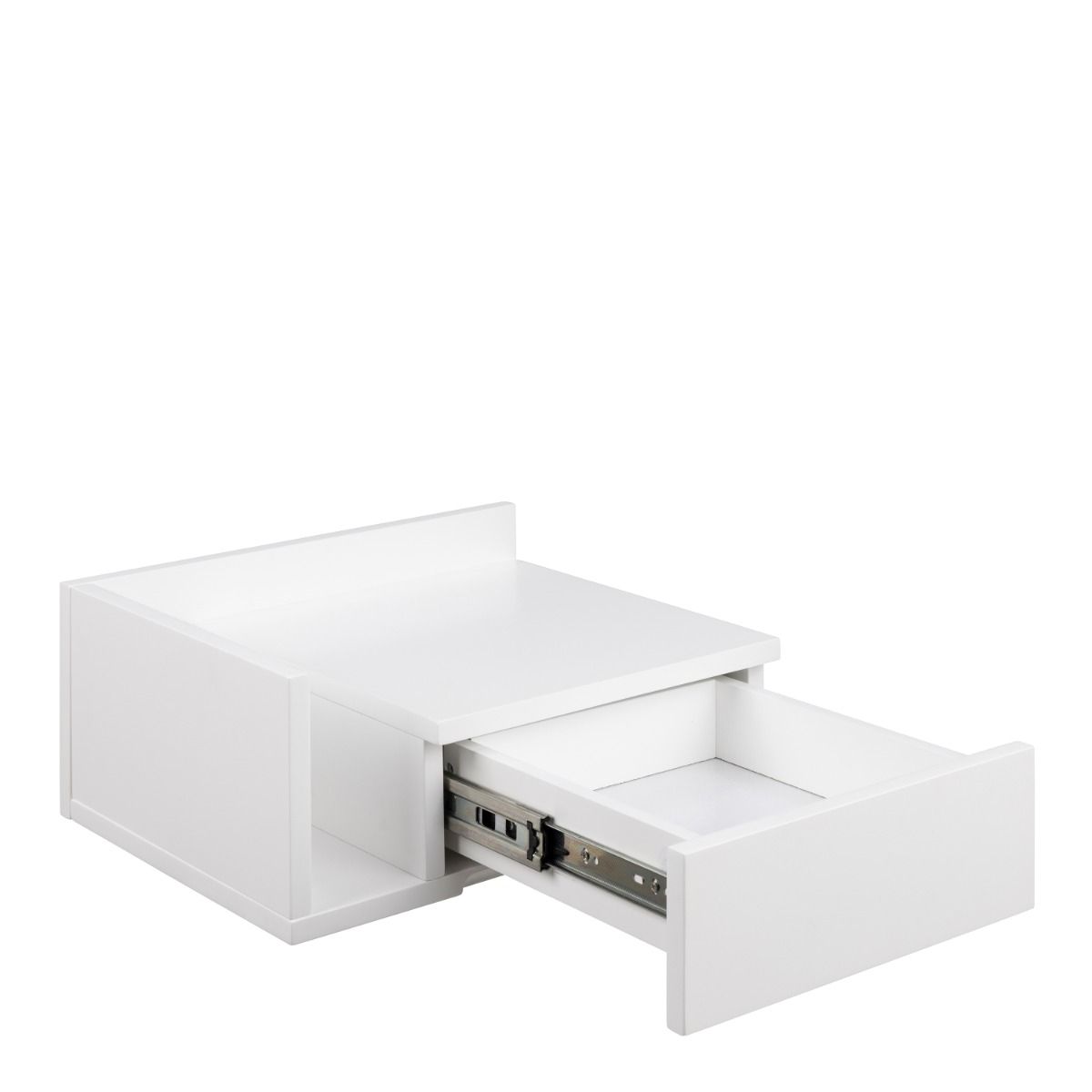 Tension Square Bedside Table with 1 Drawer &amp; Small Shelf in White