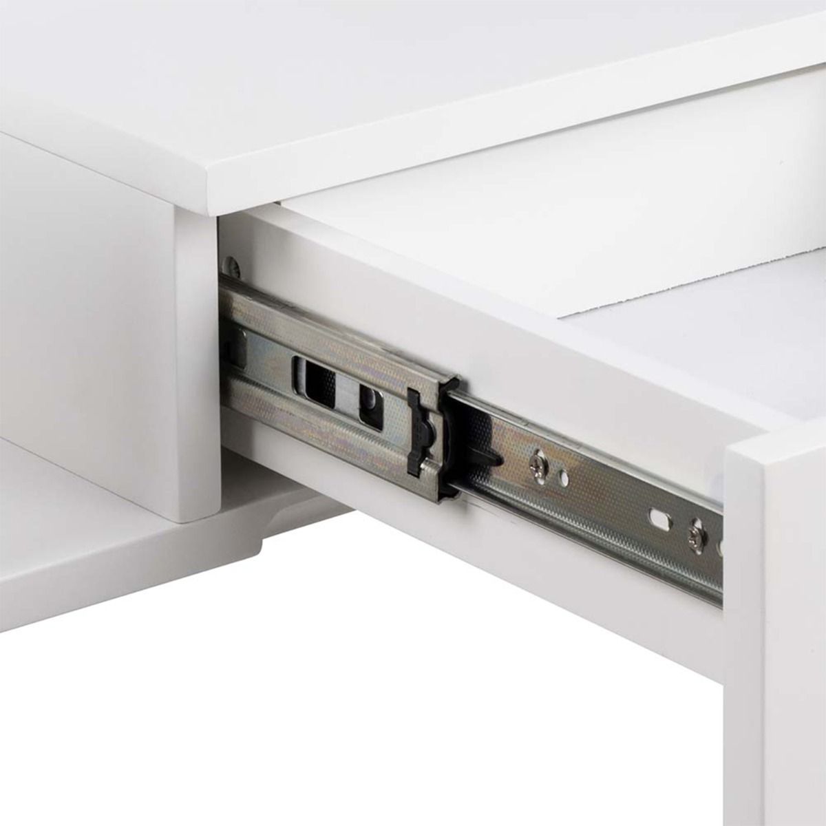 Tension Square Bedside Table with 1 Drawer &amp; Small Shelf in White