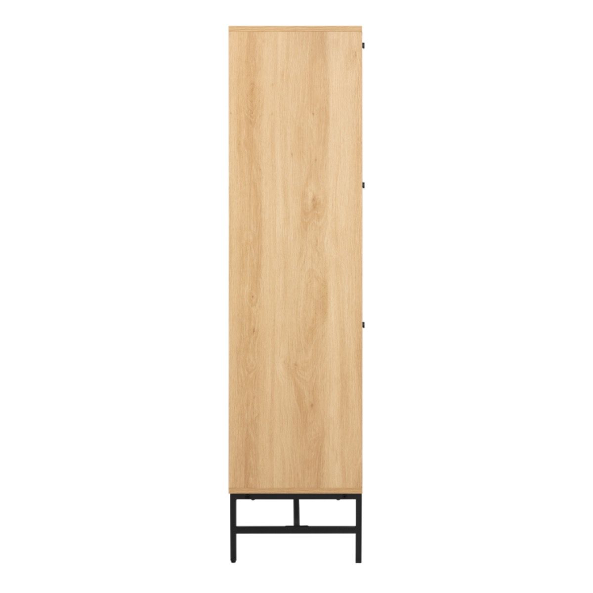 Albany Shoe Cabinet 3 Flip Down Doors 1 Pull Open Door in Oak/Black Legs