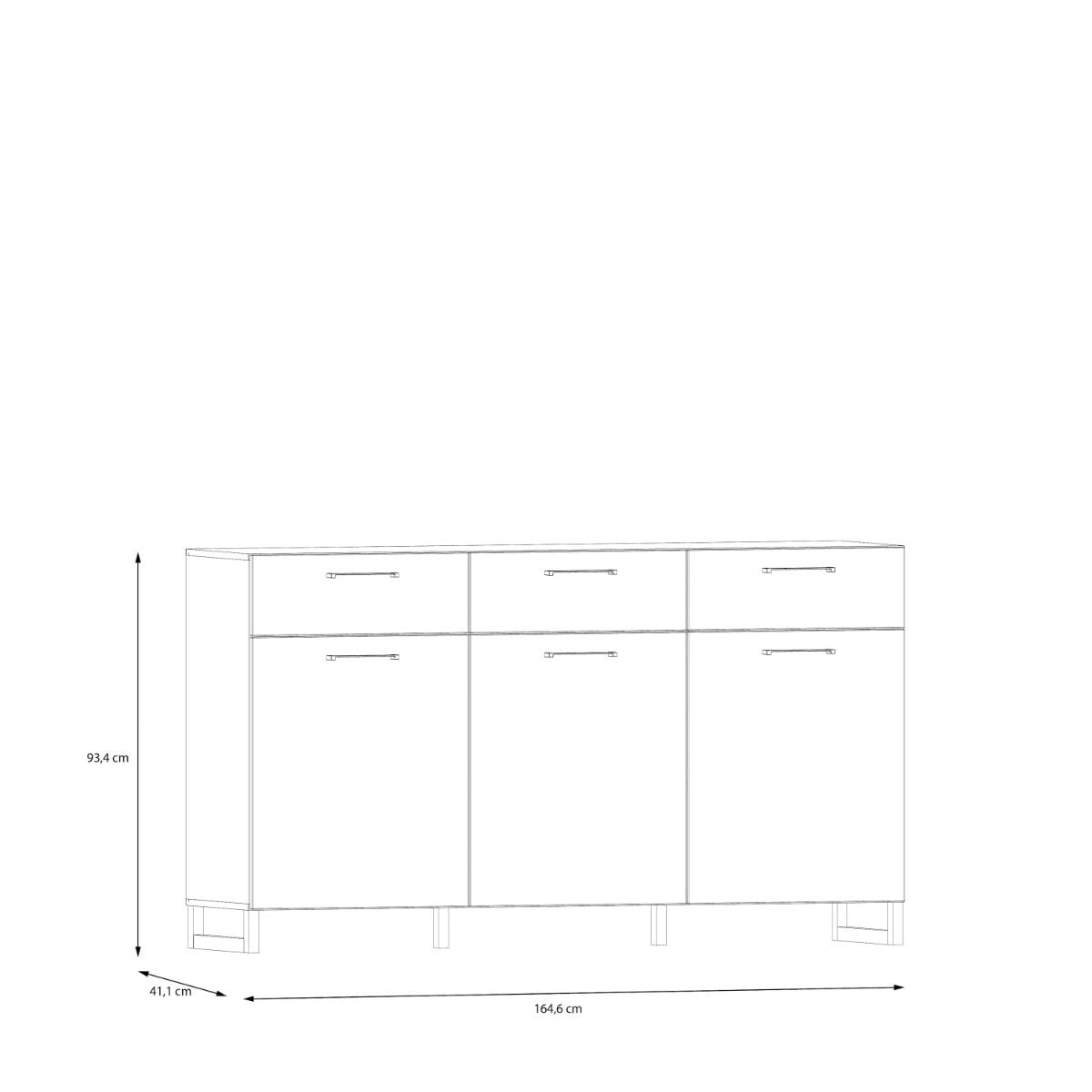 Sali 3 Doors 3 Drawers Chest in Light Grey