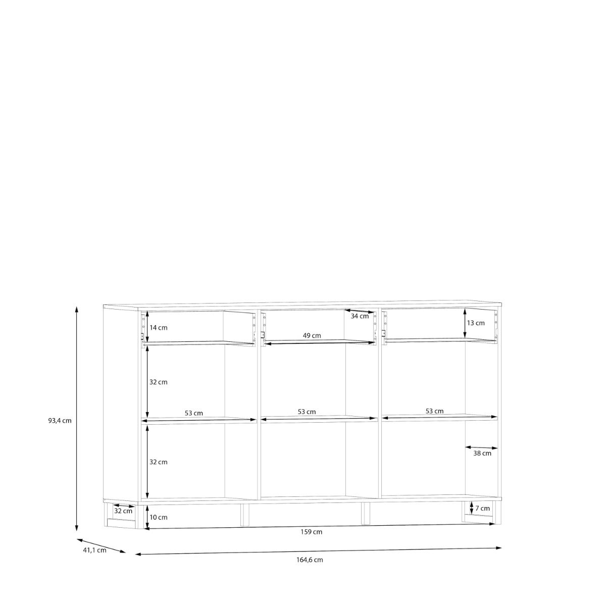 Sali 3 Doors 3 Drawers Chest in Light Grey