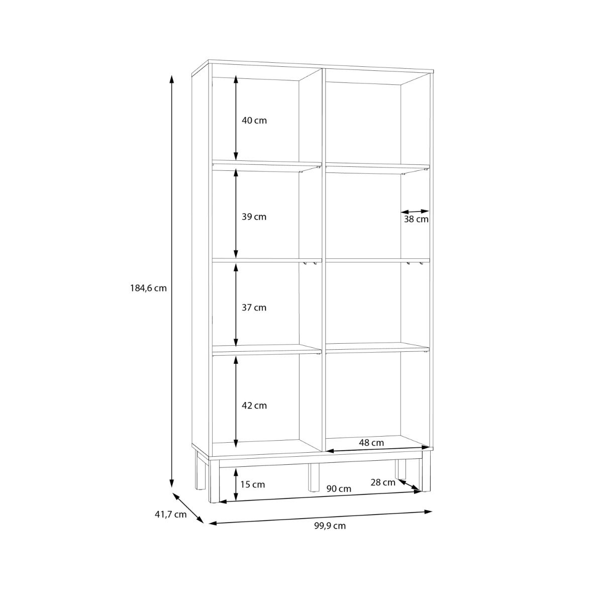 Wensley Display Cabinet with 1 Door and 1 Glass Door in Light Grey and Oak