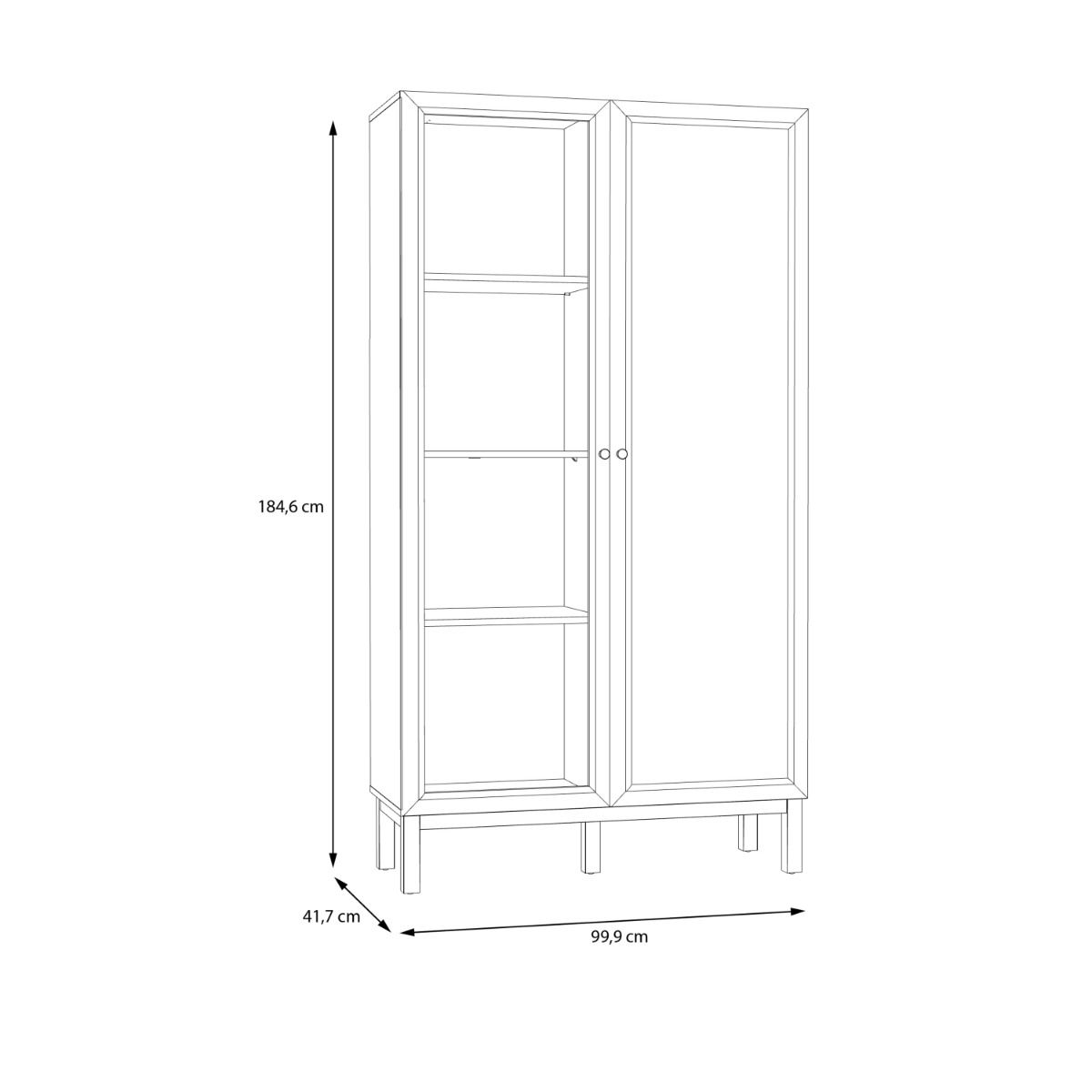 Wensley Display Cabinet with 1 Door and 1 Glass Door in Light Grey and Oak inc LED Lighting