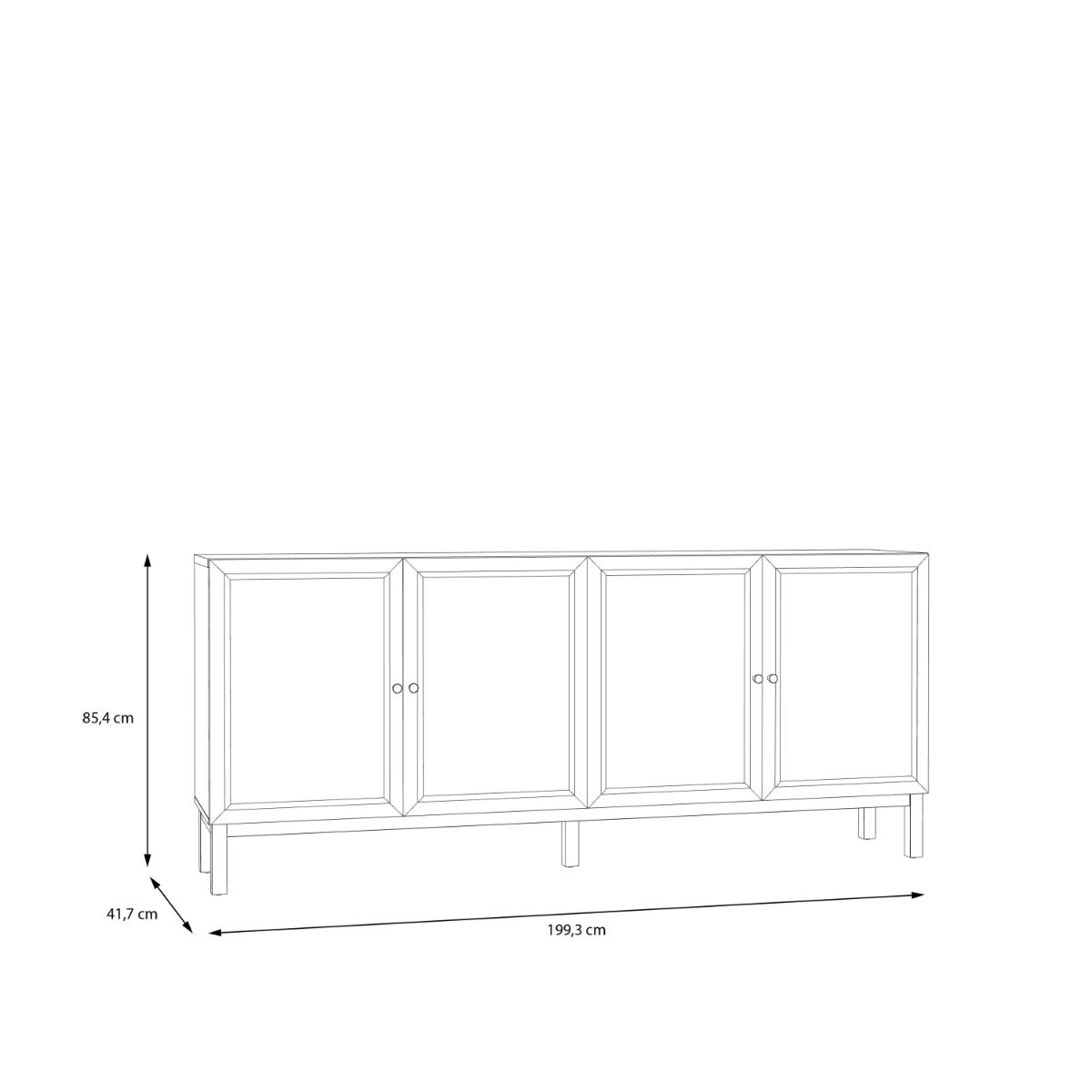 Wensley 4 Doors 1 Drawer Sideboard in Light Grey and Oak