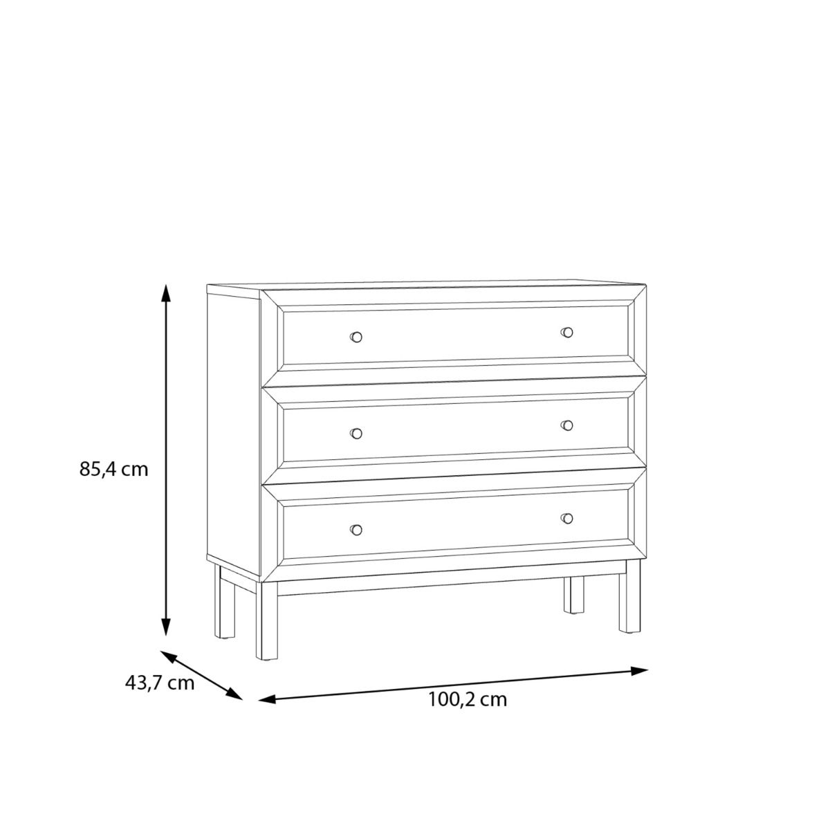 Wensley 3 Drawers Chest in Light Grey and Oak