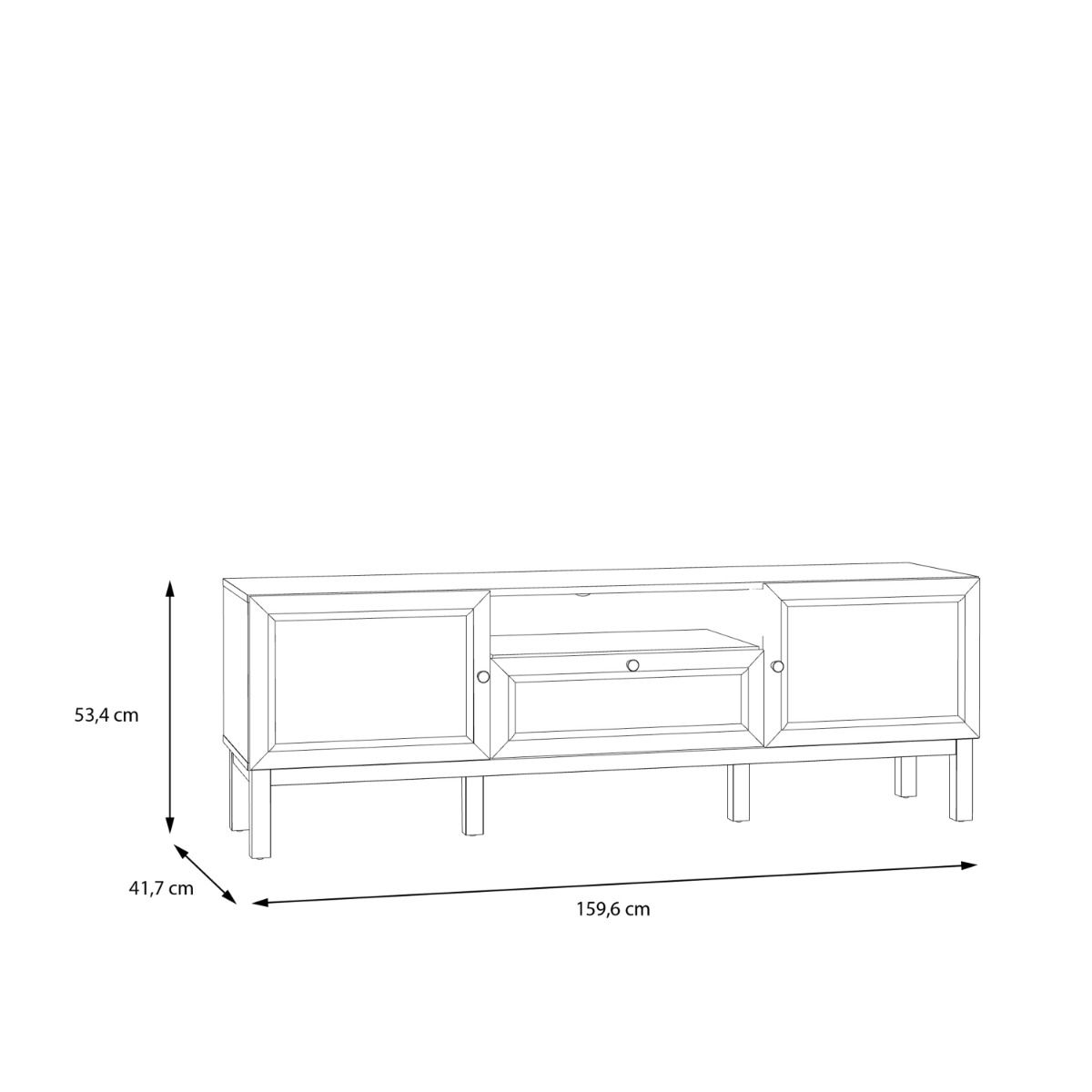 Wensley 2 Doors 1 Drawer TV Unit in Light Grey and Oak