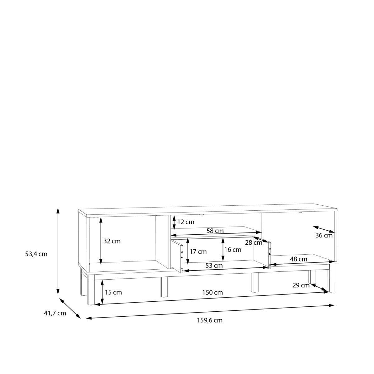 Wensley 2 Doors 1 Drawer TV Unit in Light Grey and Oak