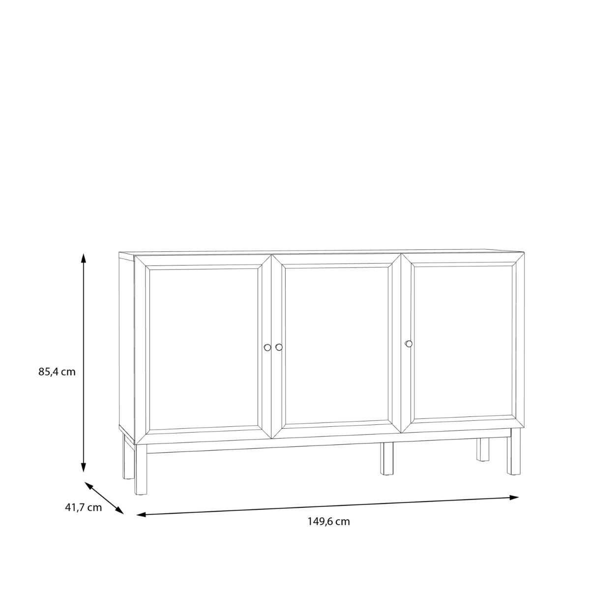 Wensley 3 Doors 1 Drawer Sideboard in Light Grey and Oak