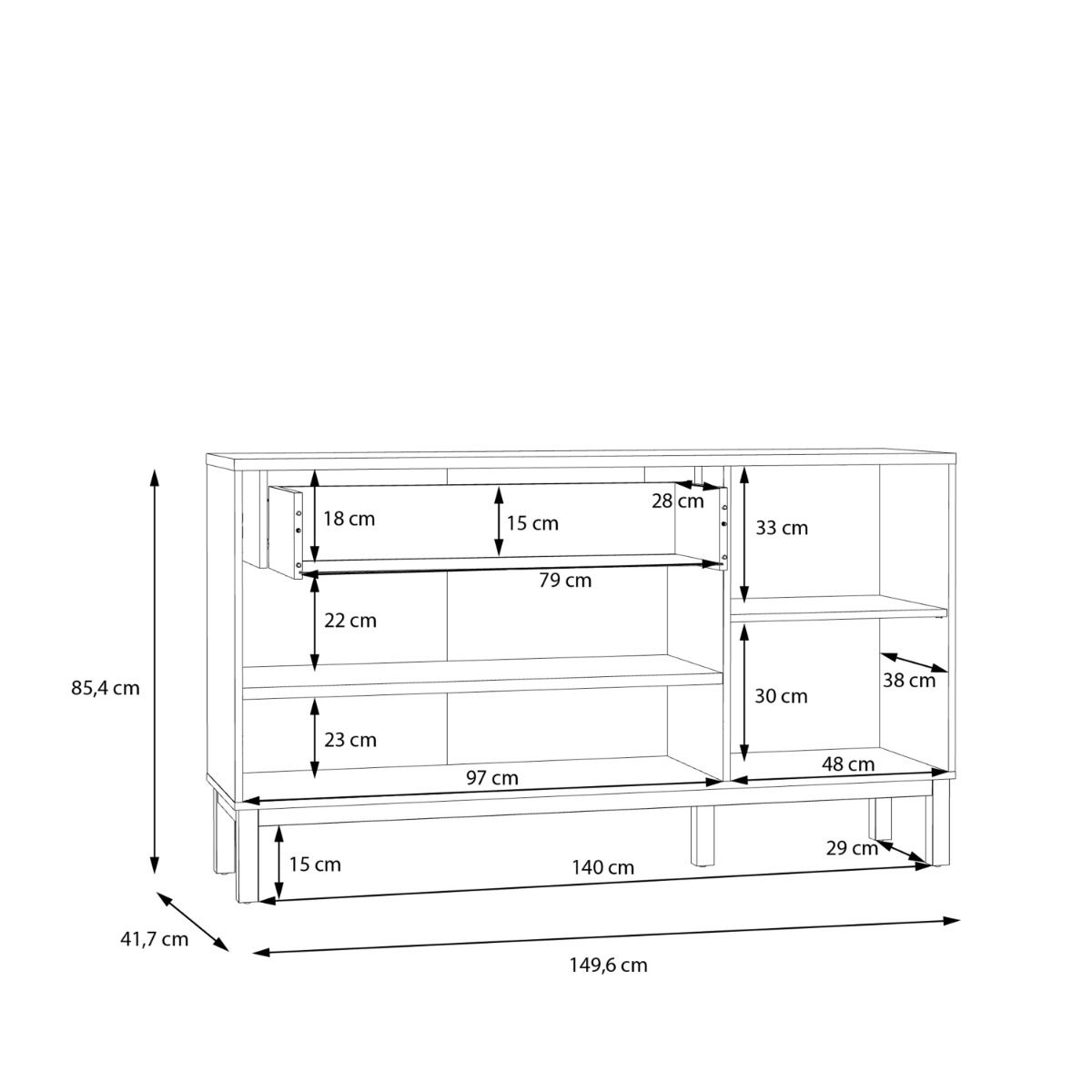 Wensley 3 Doors 1 Drawer Sideboard in Light Grey and Oak