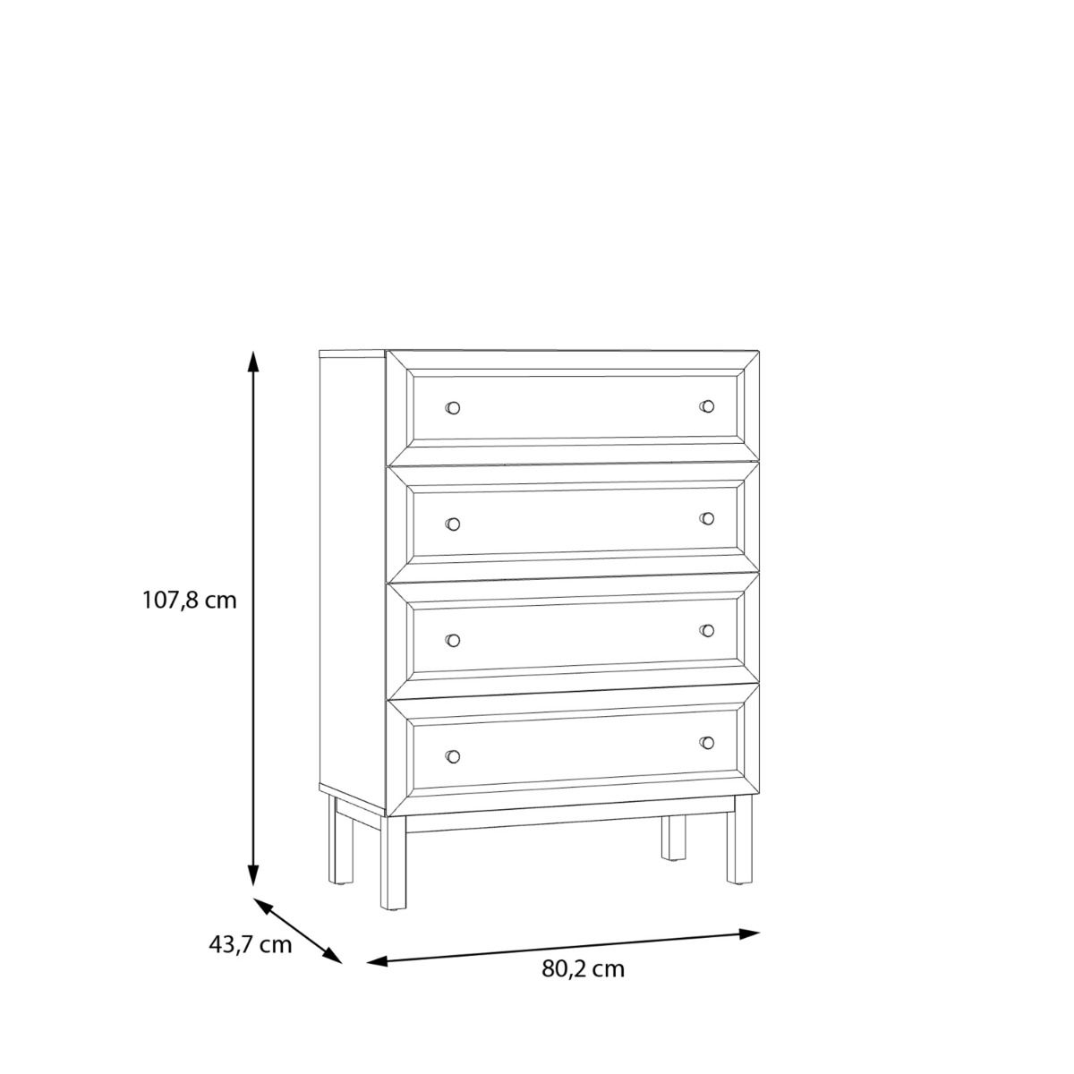 Wensley 4 Drawers Chest in Light Grey and Oak