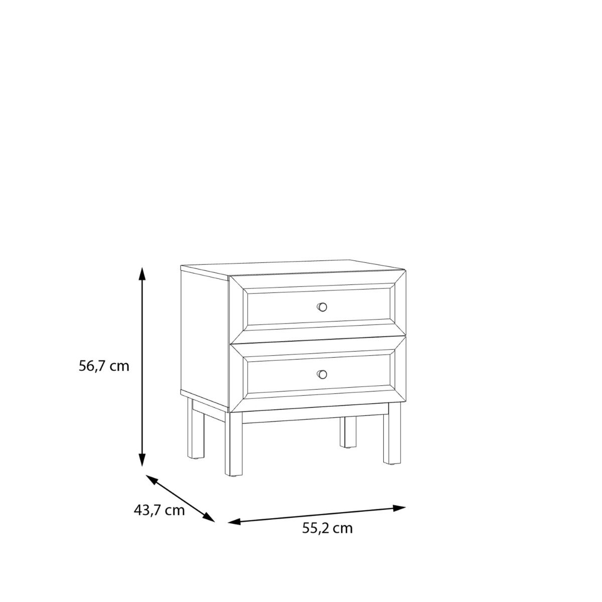 Wensley 2 Drawers Bedside Chest in Light Grey and Oak