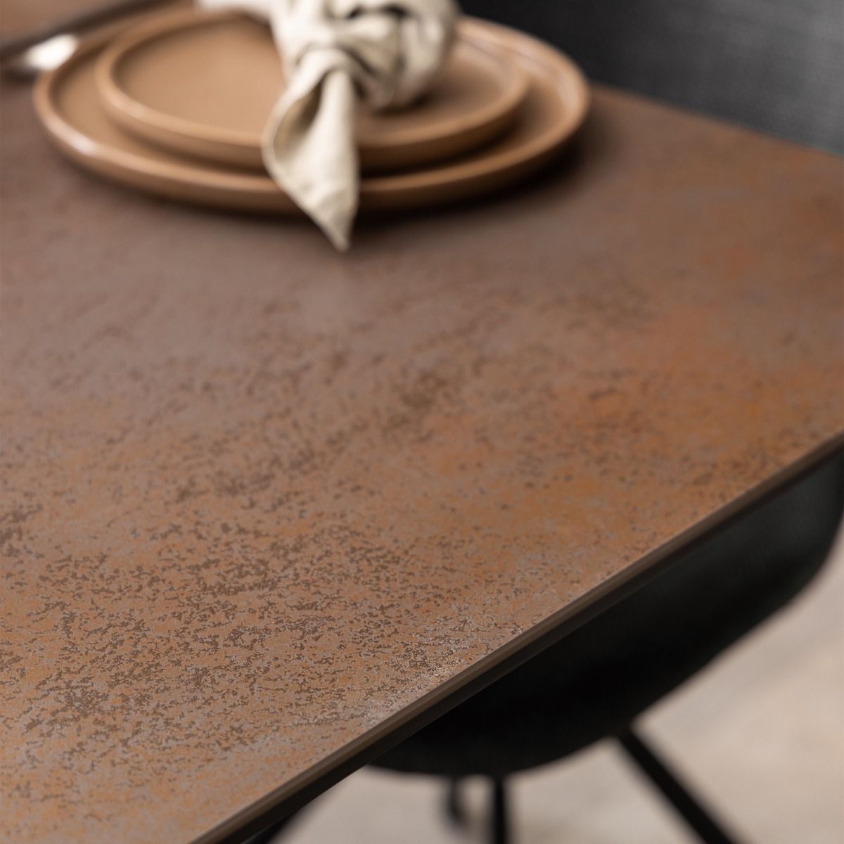 Heaven Extendable Dining Table with Ceramic Rusty Brown Top 168cm