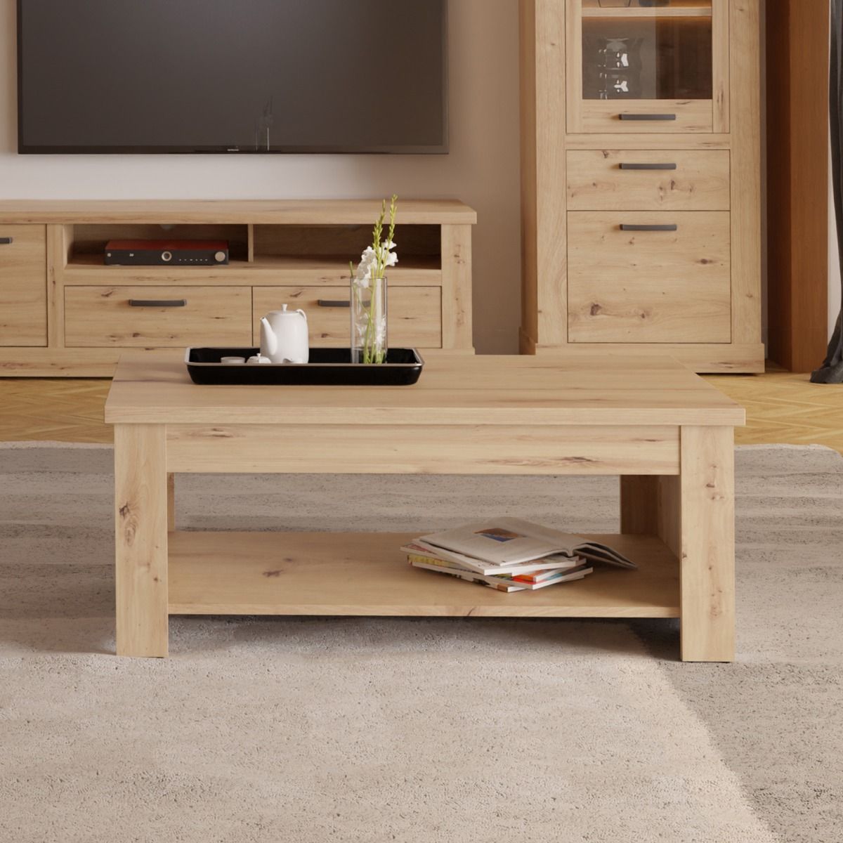 Corona Rising Coffee Table in Artisan Oak