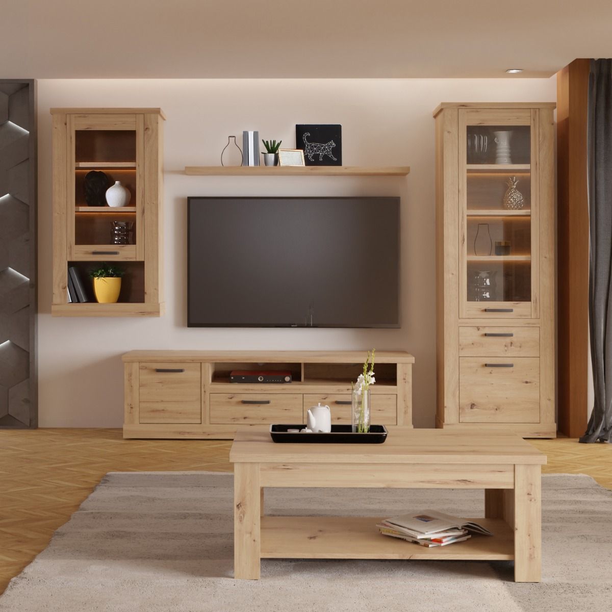 Corona 2 Drawers 1 Door TV Unit in Artisan Oak