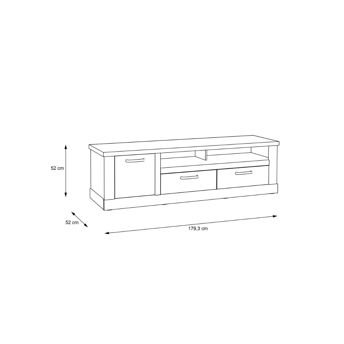 Corona 2 Drawers 1 Door TV Unit in Artisan Oak