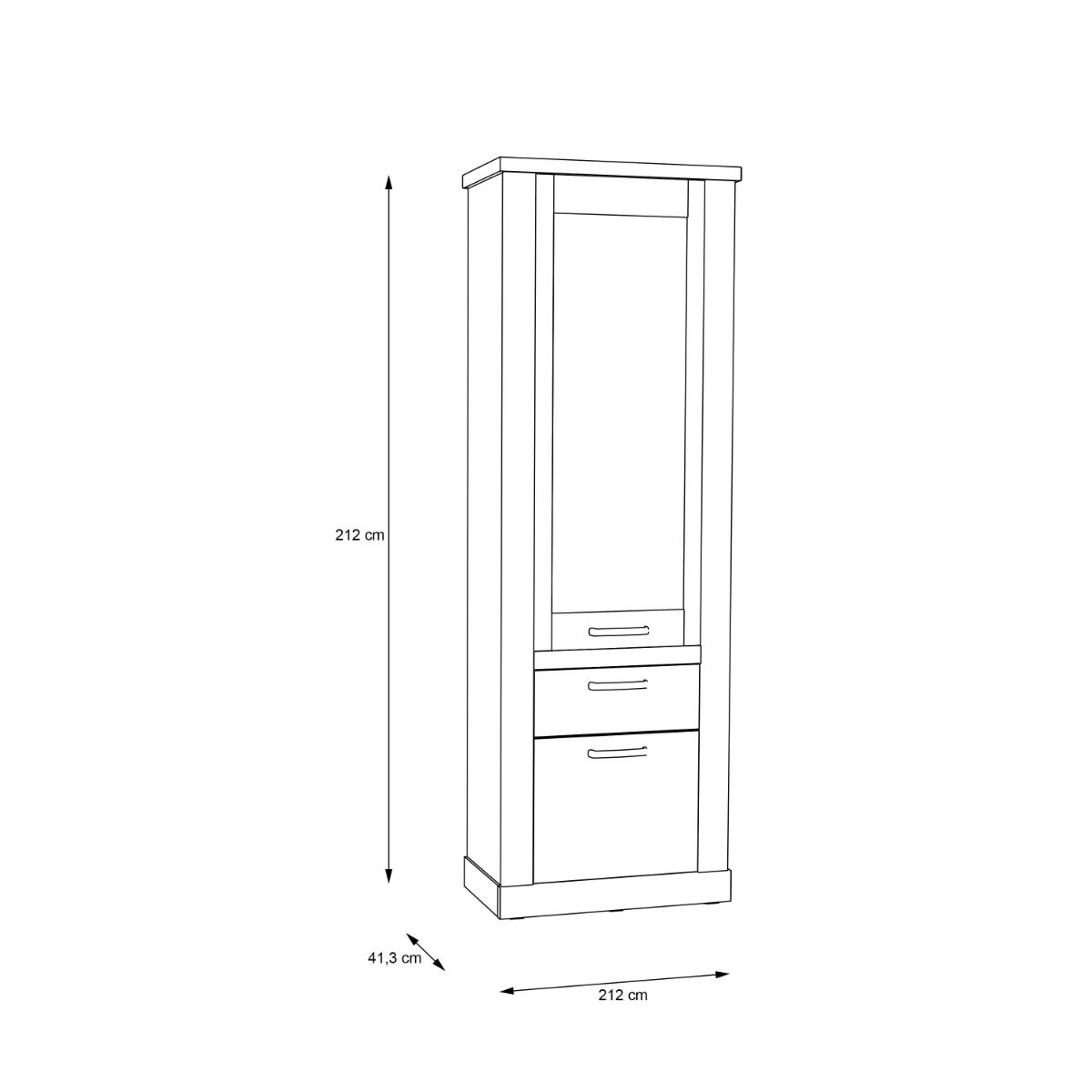 Corona 2 Doors 1 Drawer 3 Shelves Narrow Display Cabinet in Artisan Oak