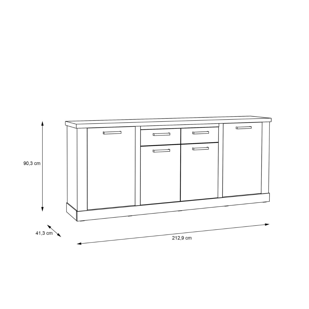 Corona 4 Doors 2 Drawers Sideboard in Artisan Oak