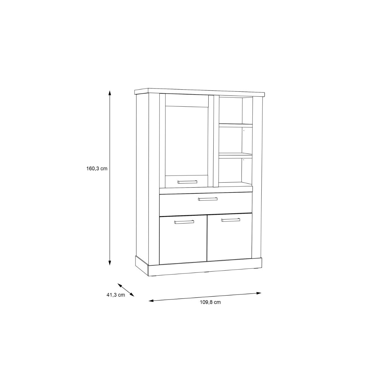 Corona 3 Doors 1 Drawer 3 Shelves Display Cabinet in Artisan Oak