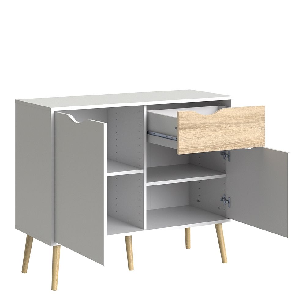 Oslo Sideboard Small 1 Drawer 2 Doors in White and Oak