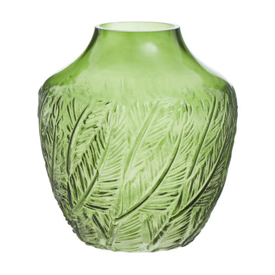 Leaf Large Botanical Green Glass Vase