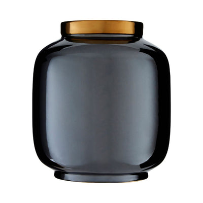 Opal Porcelain Black Metallic Vase