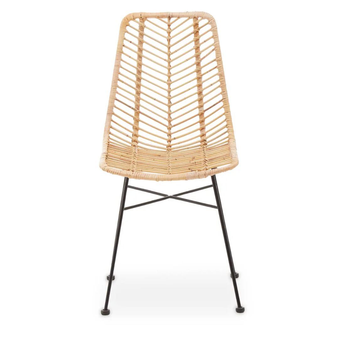 Chevron Natural Rattan Dining Chair - INSIDE HOUSE